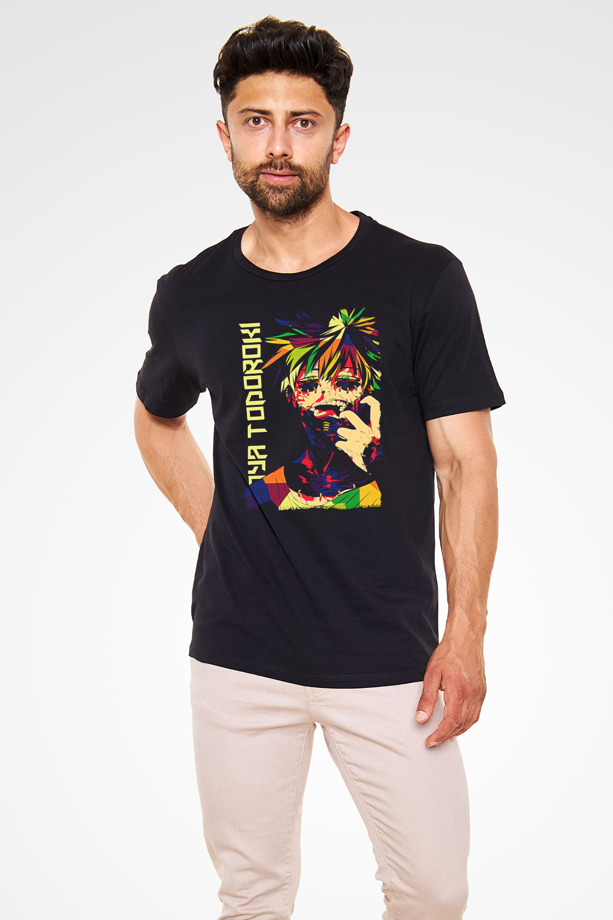 Dabi Baskılı Unisex Siyah Tişört - Tshirt
