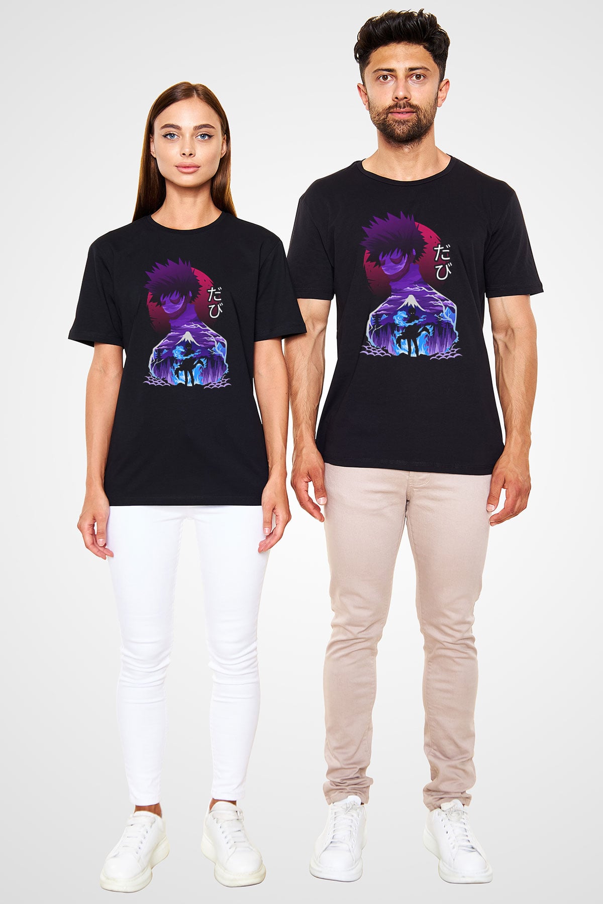 Dabi Baskılı Unisex Siyah Tişört - Tshirt