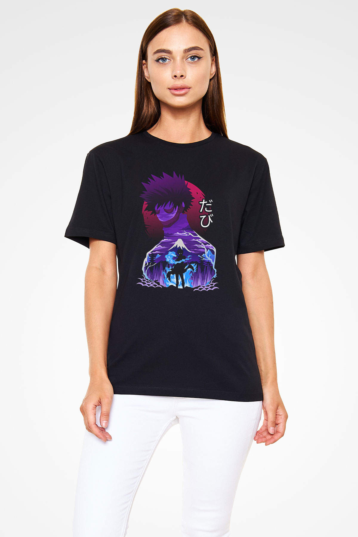 Dabi Baskılı Unisex Siyah Tişört - Tshirt