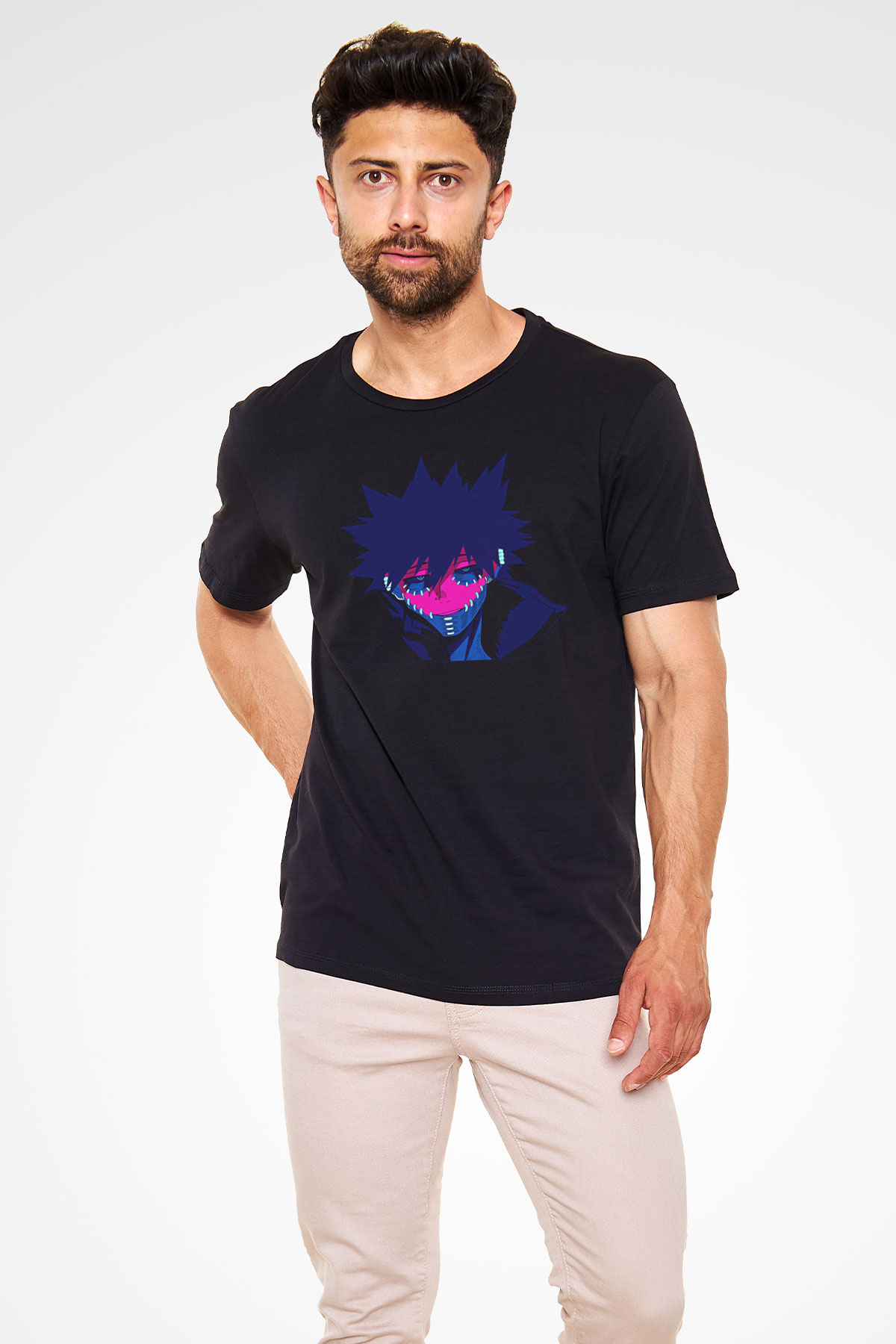 Dabi Baskılı Unisex Siyah Tişört - Tshirt