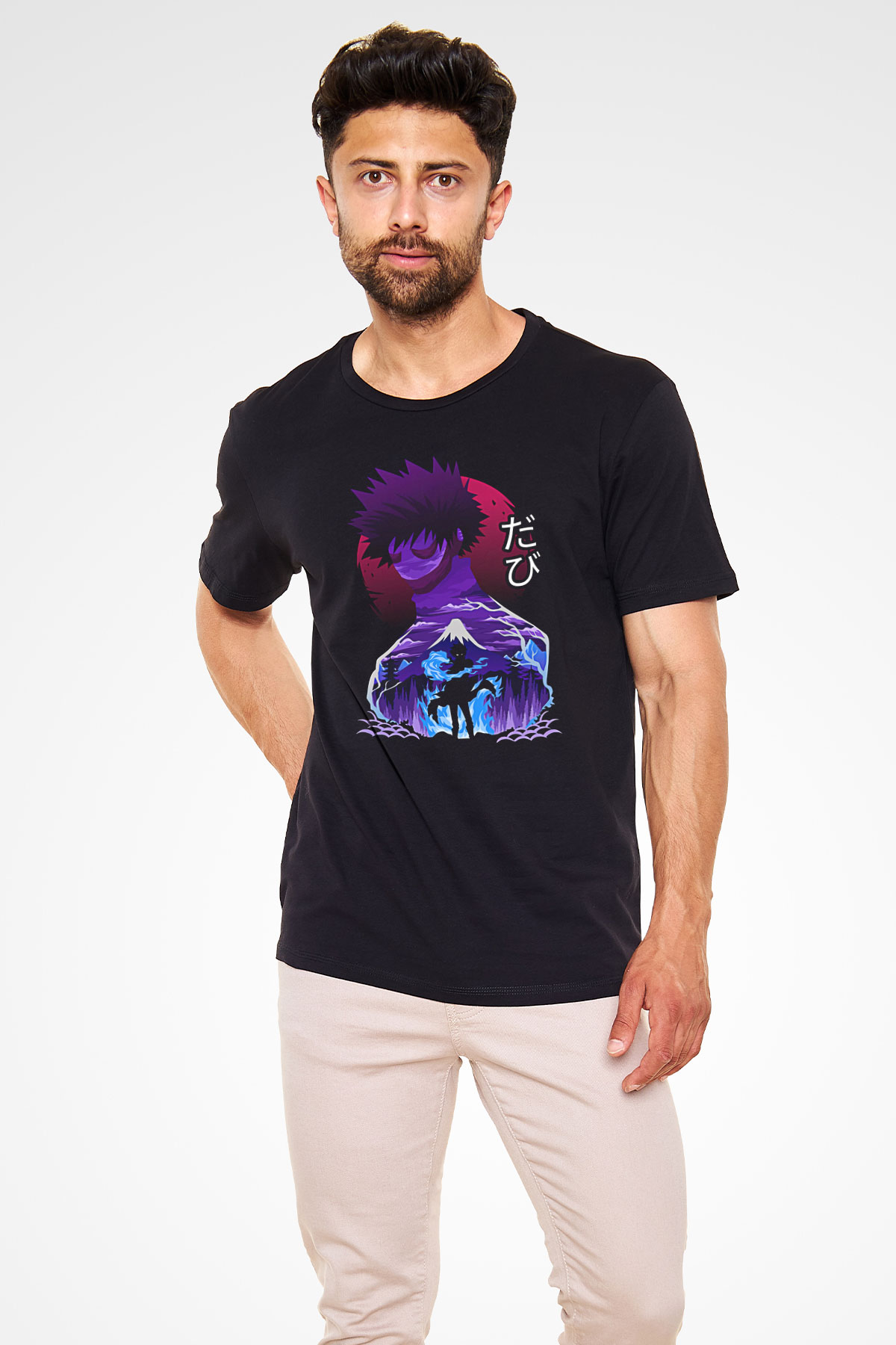 Dabi Baskılı Unisex Siyah Tişört - Tshirt