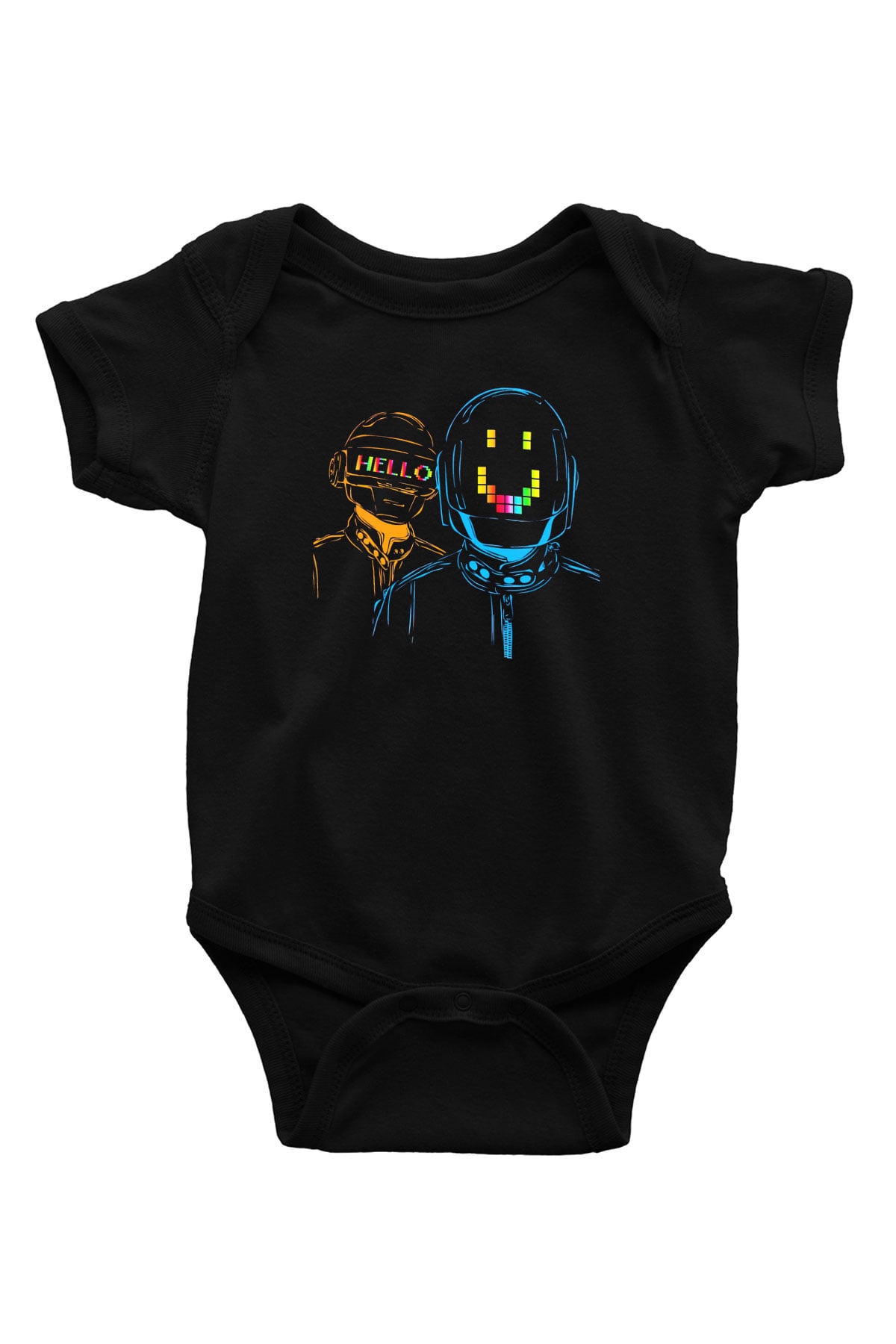Daft Punk Baskılı Siyah Bebek Body - Zıbın