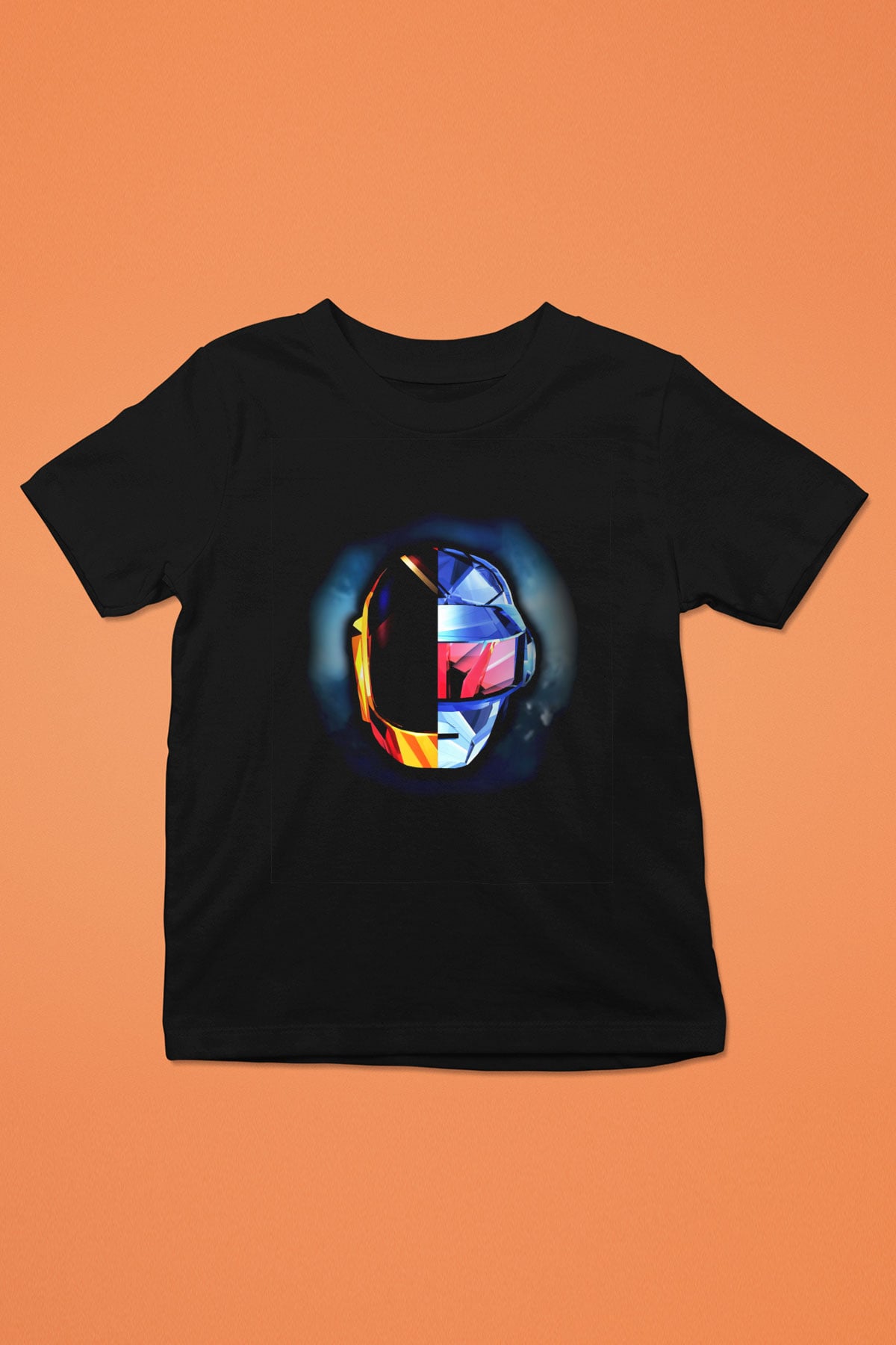 Daft Punk Baskılı Siyah Unisex Çocuk Tişört