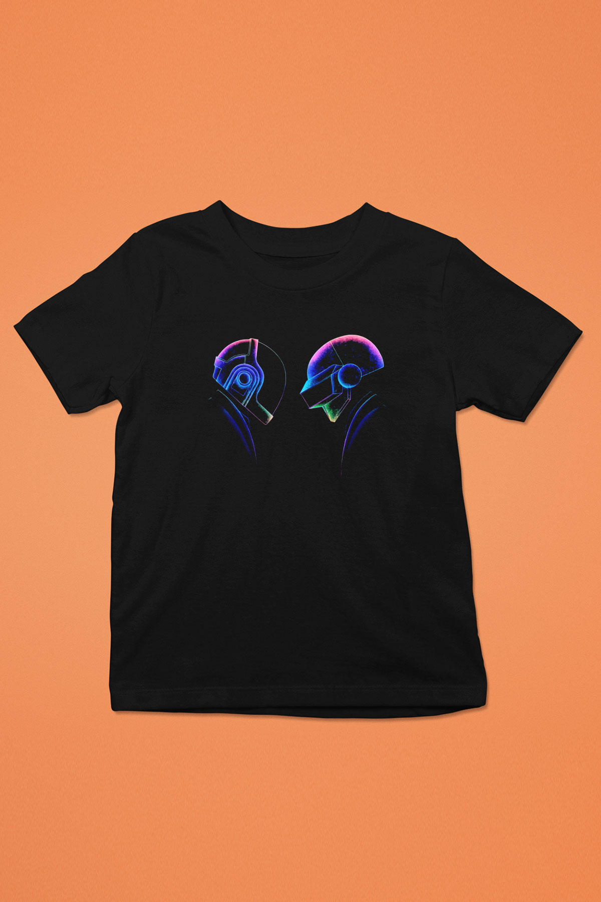 Daft Punk Baskılı Siyah Unisex Çocuk Tişört