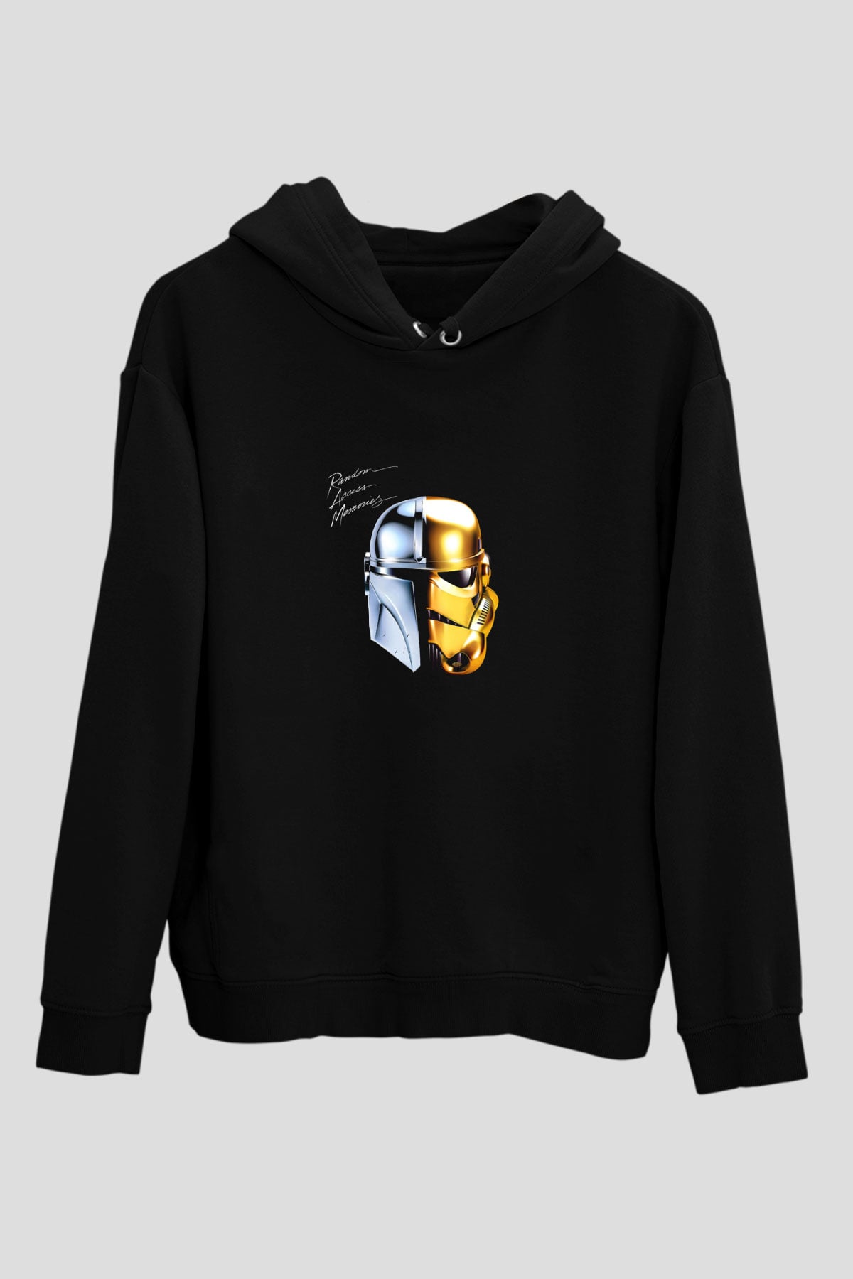 Daft Punk Baskılı Unisex Siyah Hoodie