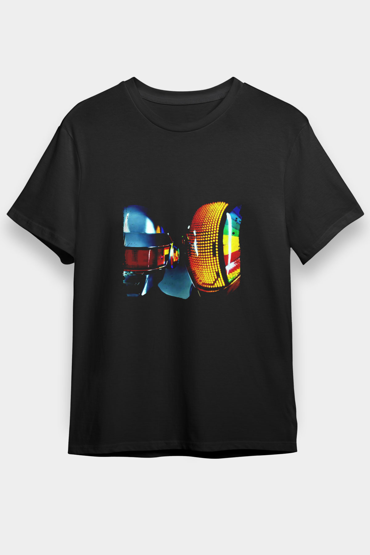 Daft Punk Baskılı Unisex Siyah Tişört