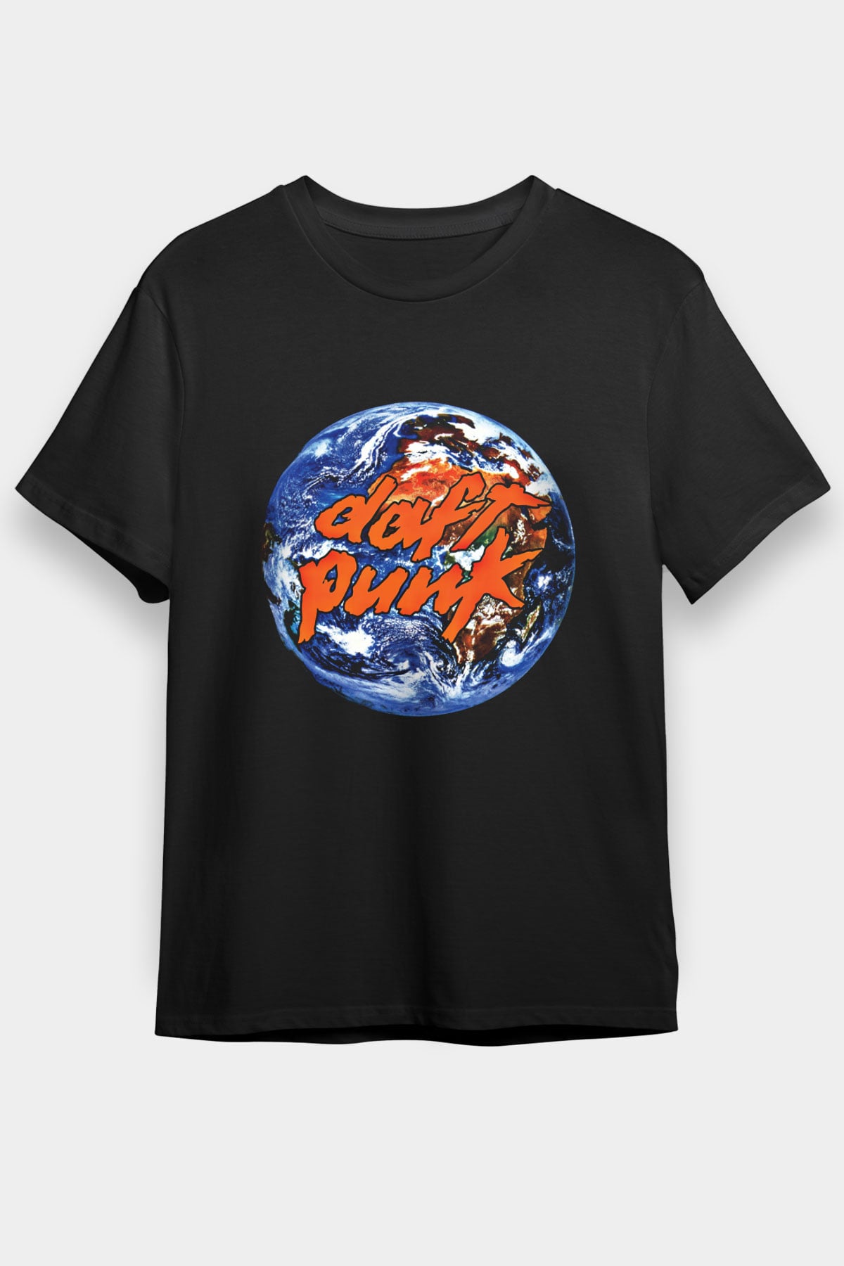 Daft Punk Baskılı Unisex Siyah Tişört
