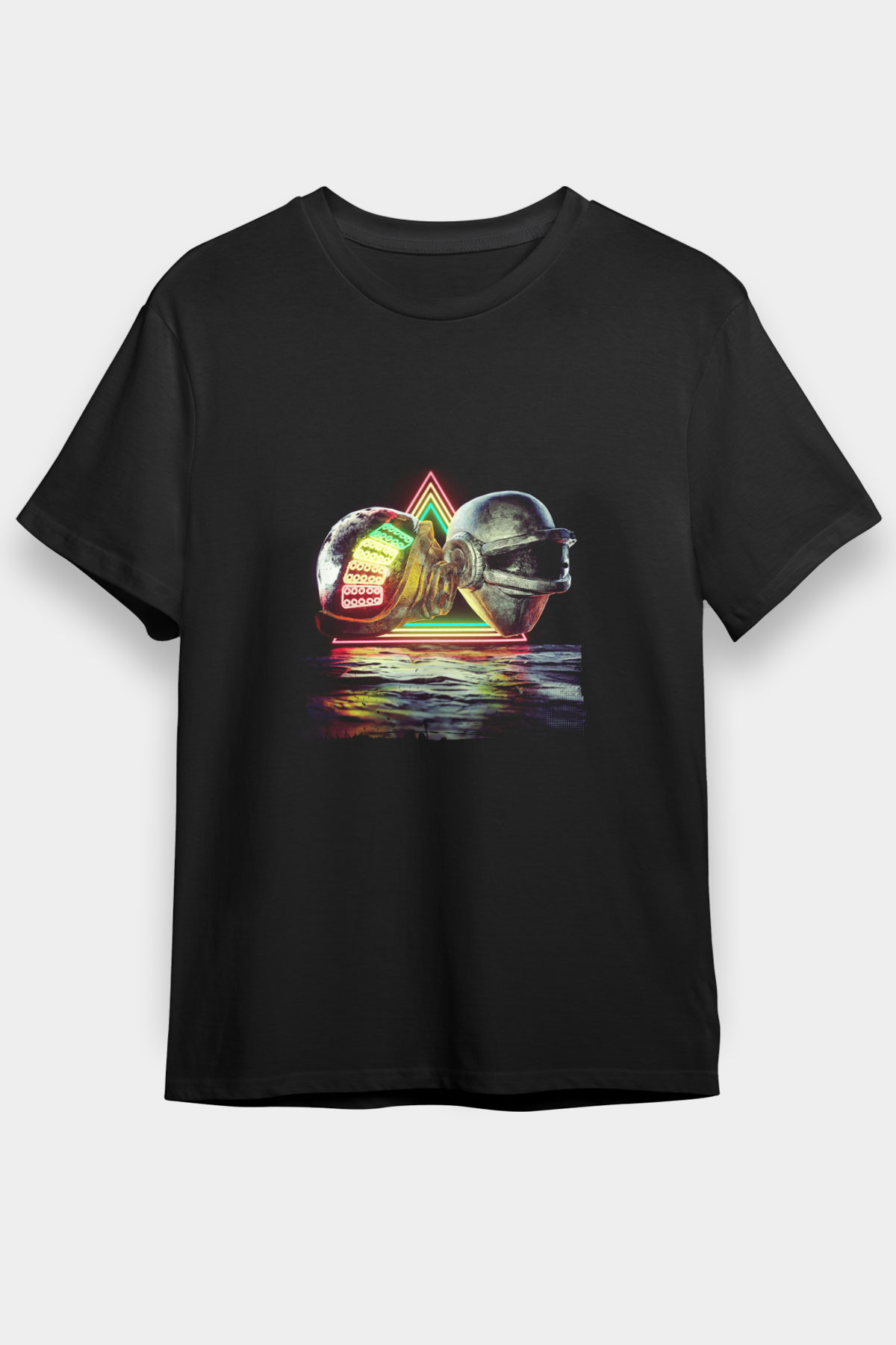 Daft Punk Baskılı Unisex Siyah Tişört