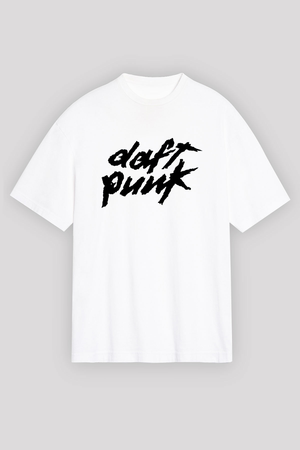 Daft Punk Beyaz Unisex Oversize Tişört T-Shirt