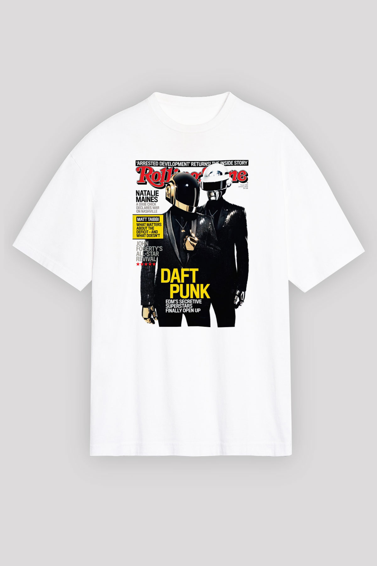 Daft Punk Beyaz Unisex Oversize Tişört T-Shirt