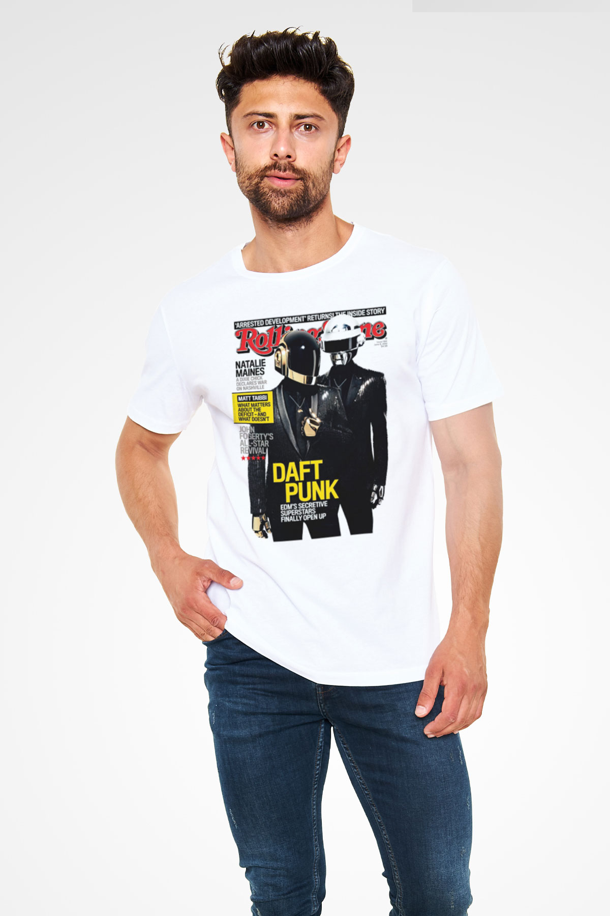 Daft Punk Beyaz Unisex Tişört T-Shirt - TişörtFabrikası