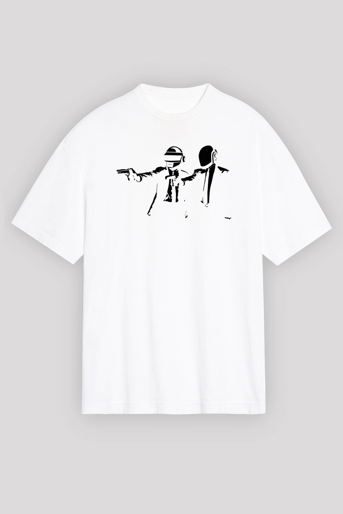 Daft Punk Beyaz Oversize Tişört Oversize T-shirt - TişörtFabrikası