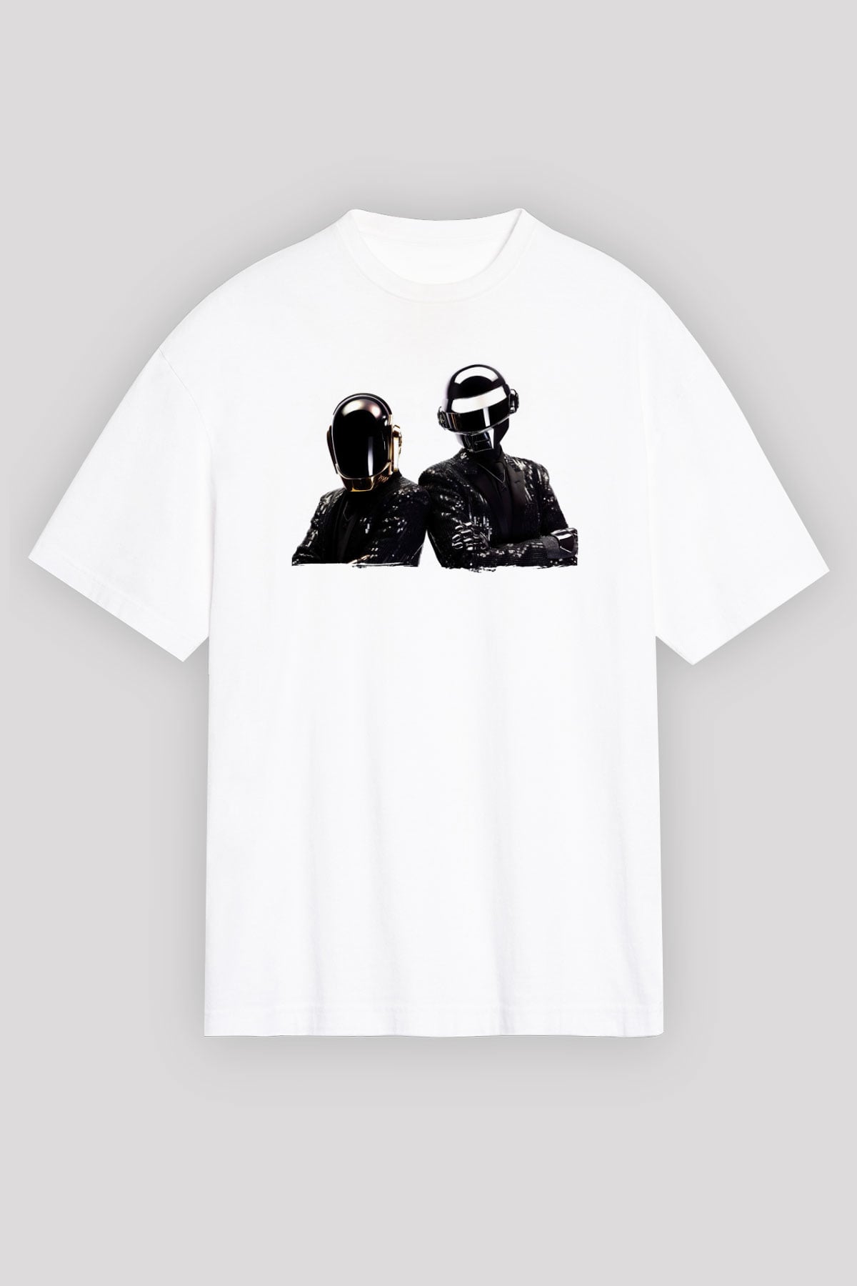 Daft Punk Beyaz Oversize Tişört Oversize T-shirt - TişörtFabrikası