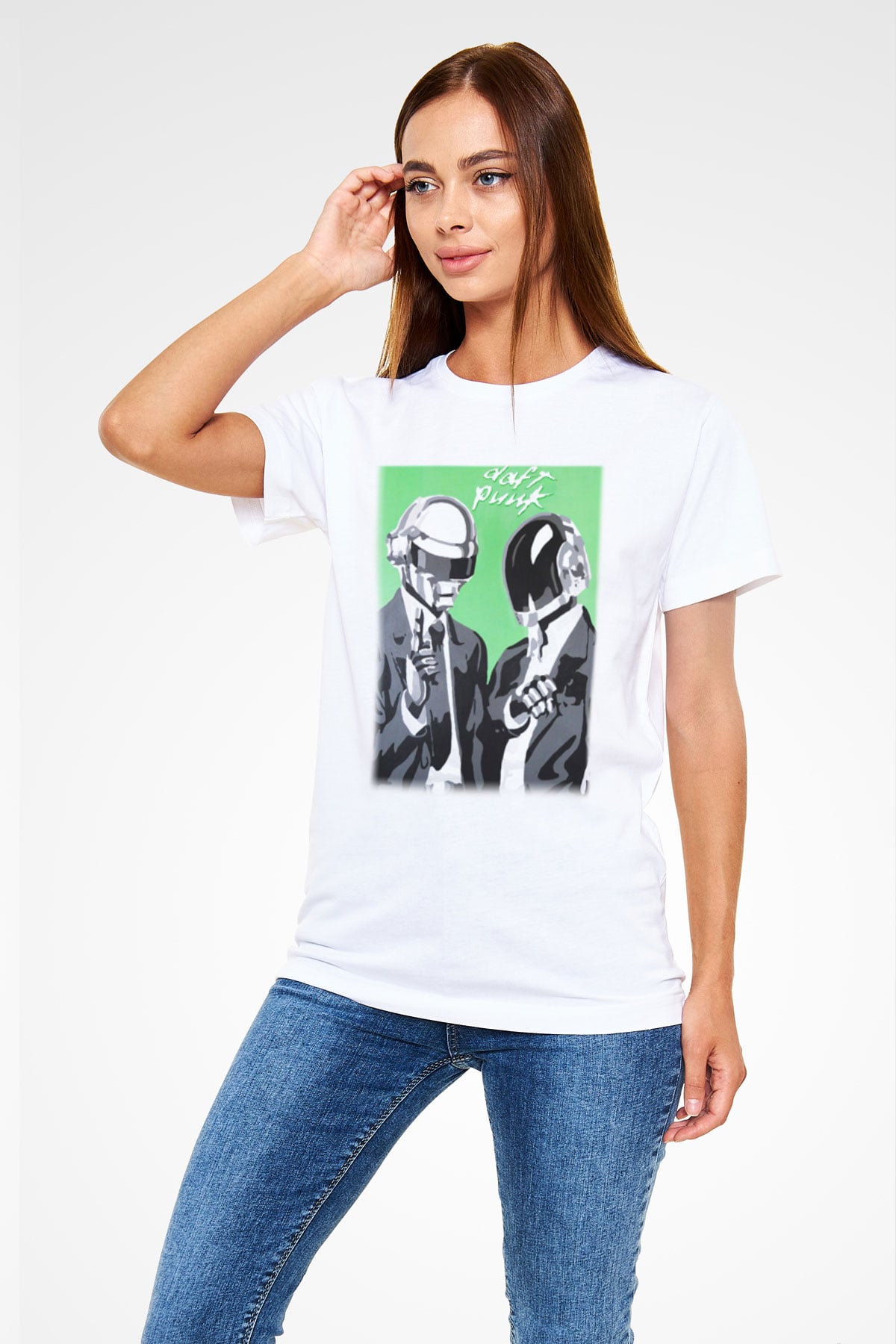 Daft Punk Beyaz Unisex Tişört T-Shirt - TişörtFabrikası
