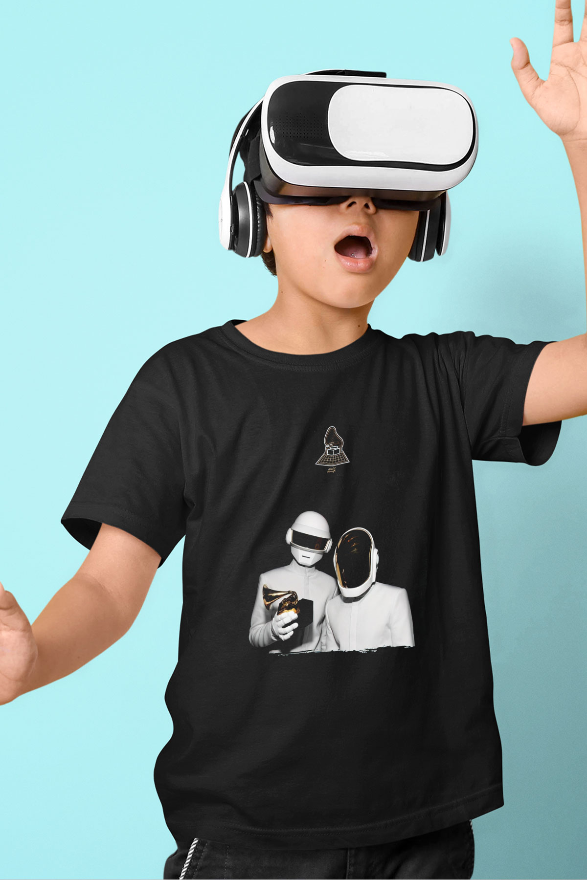 Daft Punk Siyah Unisex Çocuk Tişört