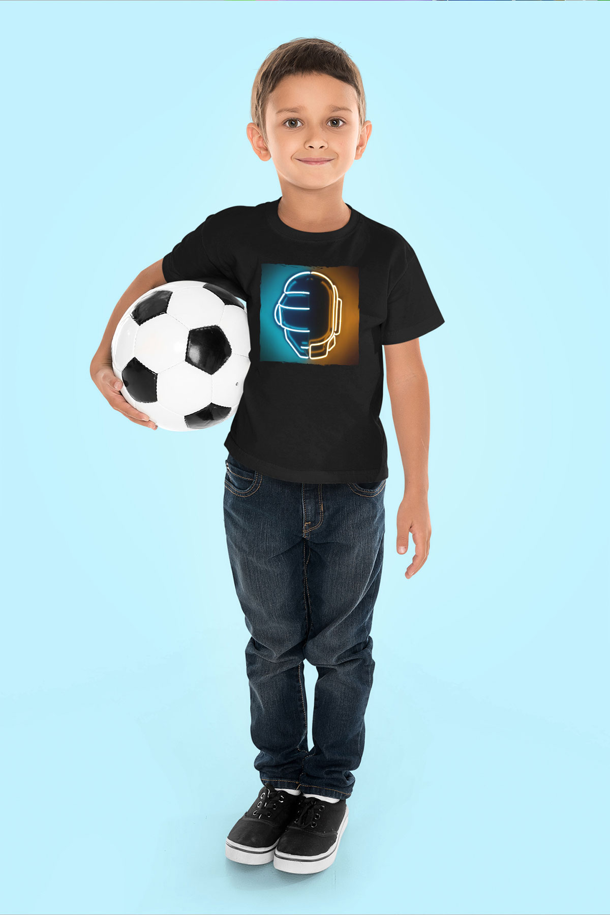 Daft Punk Siyah Unisex Çocuk Tişört