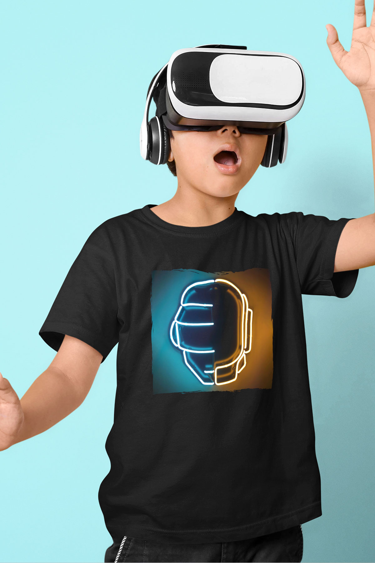 Daft Punk Siyah Unisex Çocuk Tişört