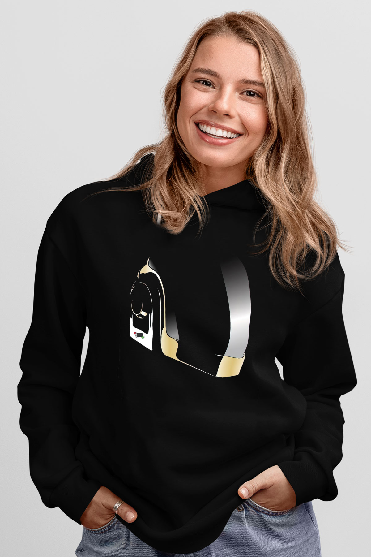 Daft Punk Siyah Unisex Kapüşonlu Sweatshirt