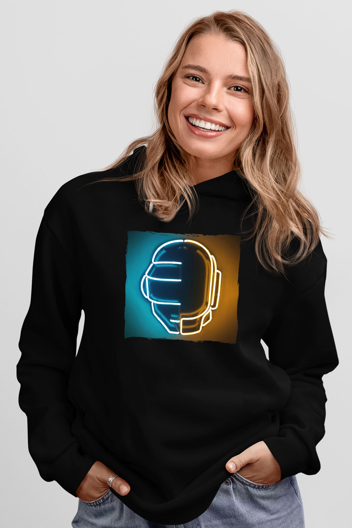 Daft Punk Siyah Unisex Kapüşonlu Sweatshirt