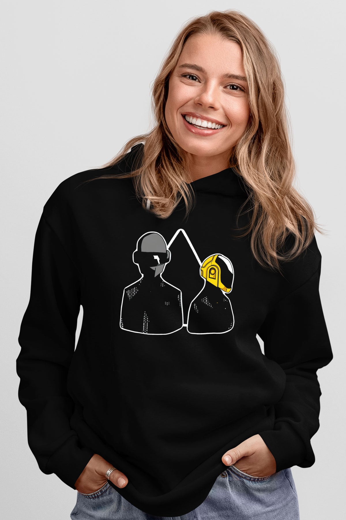 Daft Punk Siyah Unisex Kapüşonlu Sweatshirt