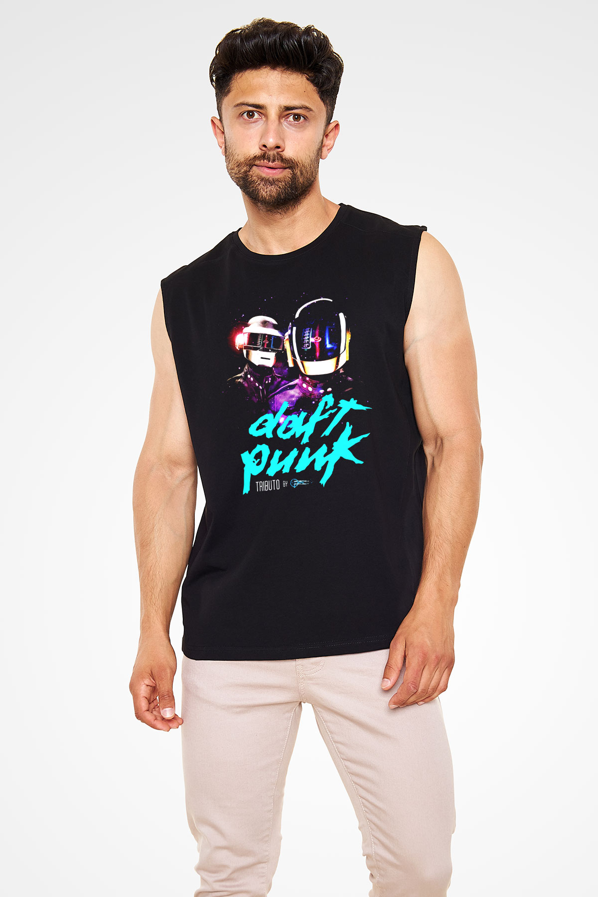 Daft Punk Siyah Unisex Kolsuz Tişört