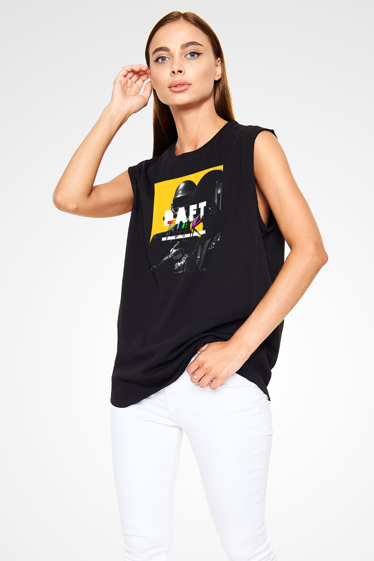 Daft Punk Siyah Unisex Kolsuz Tişört