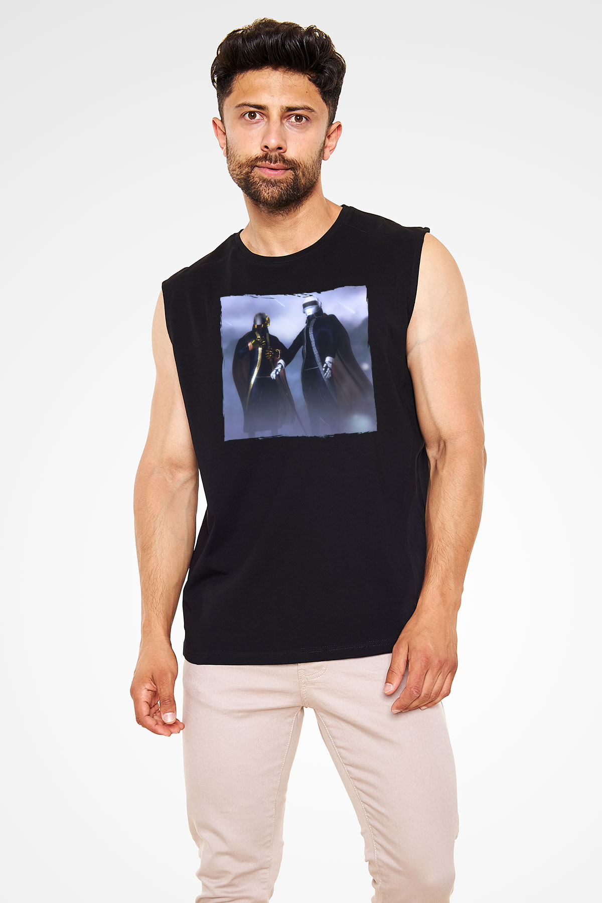 Daft Punk Siyah Unisex Kolsuz Tişört