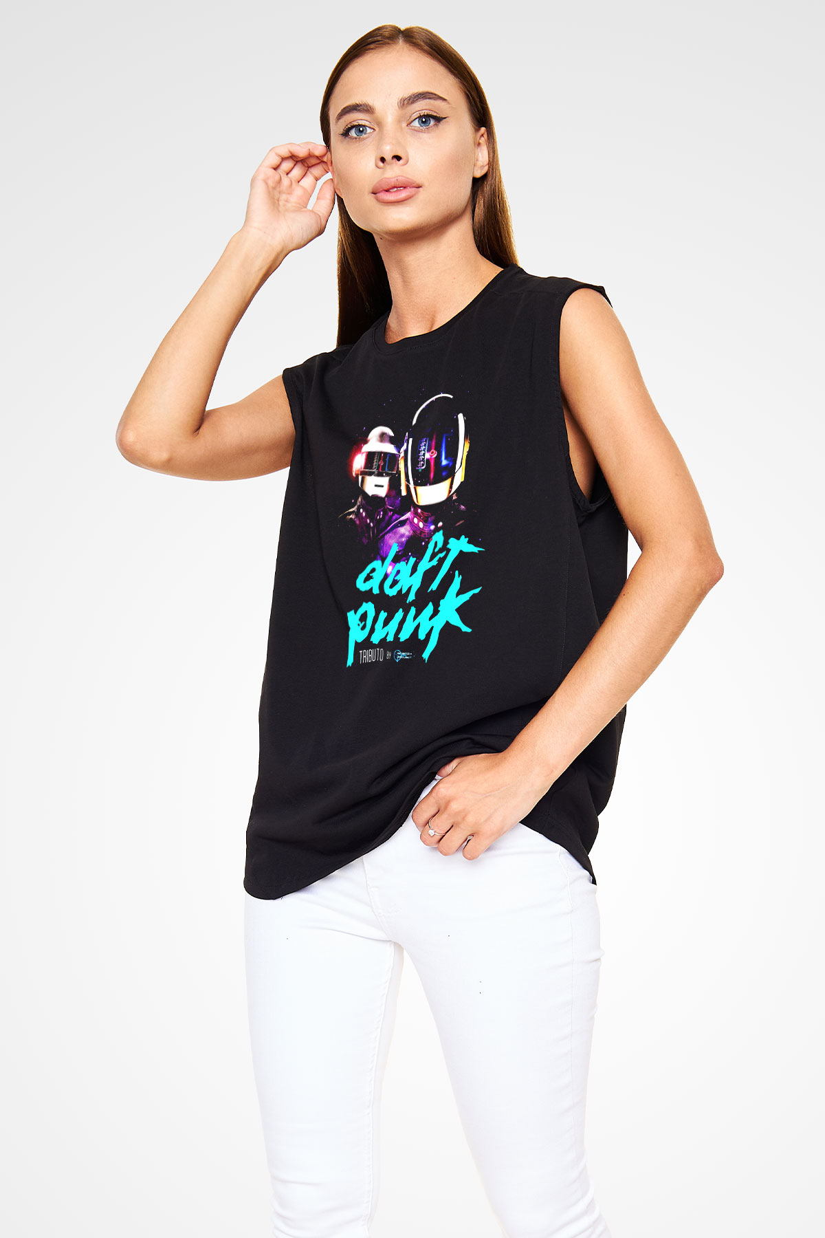 Daft Punk Siyah Unisex Kolsuz Tişört