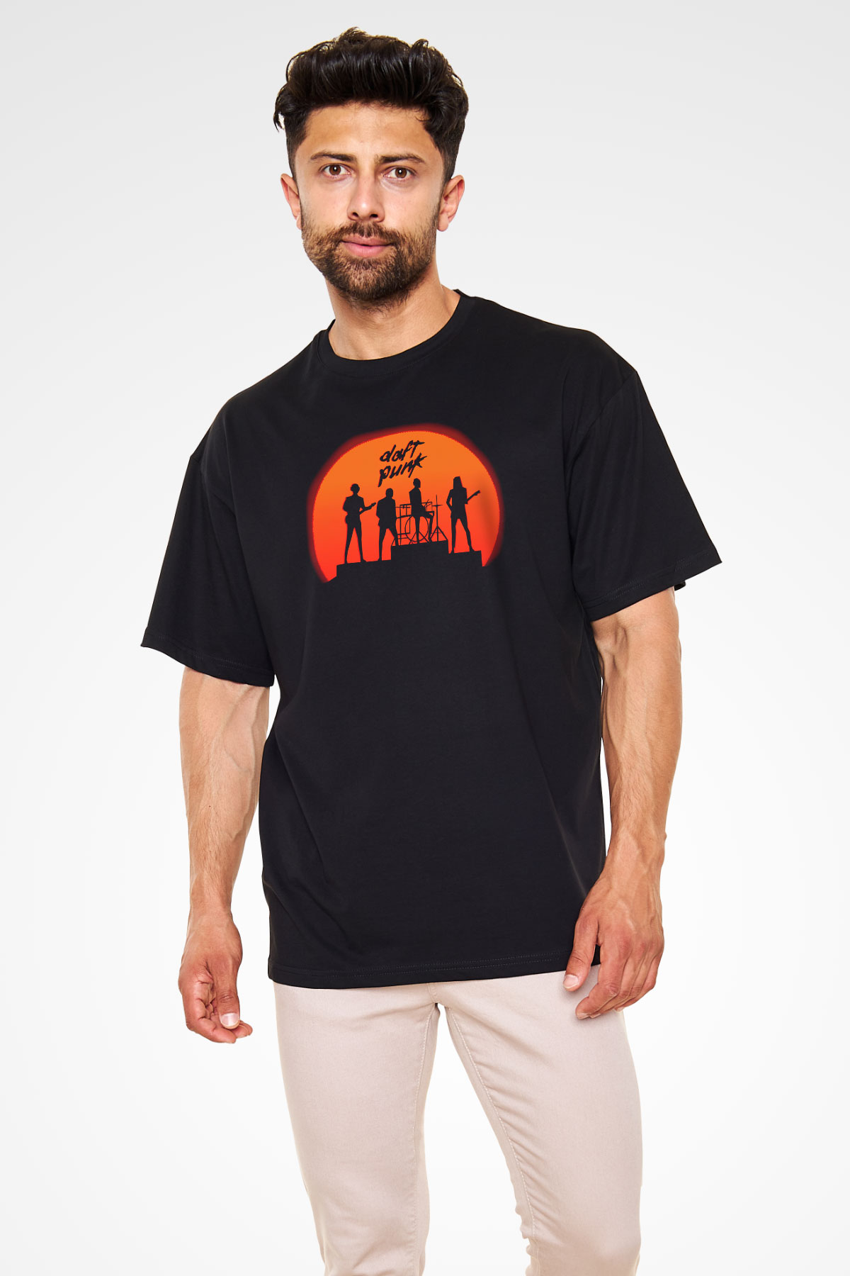 Daft Punk Siyah Unisex Oversize Tişört T-Shirt