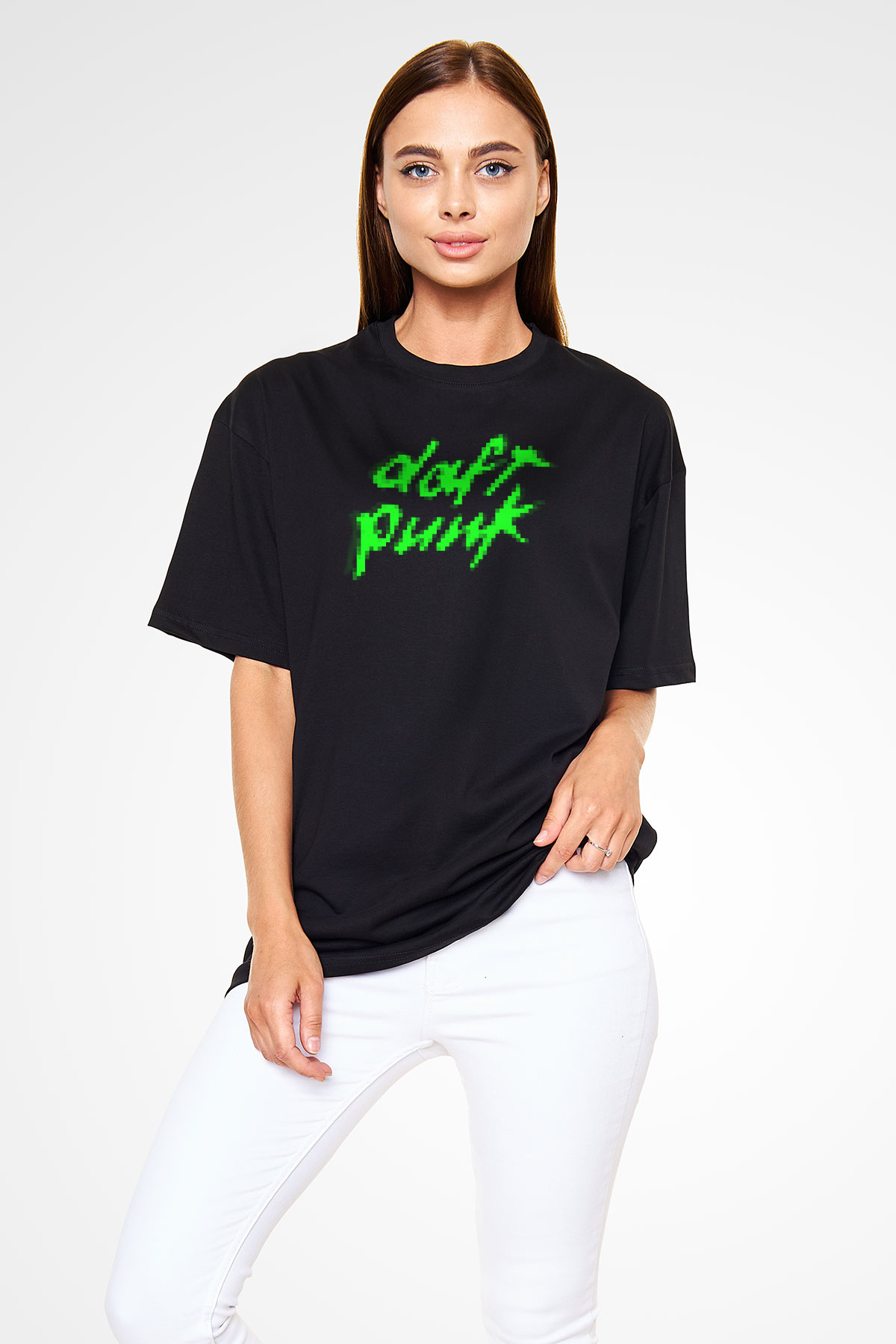 Daft Punk Siyah Unisex Oversize Tişört T-Shirt