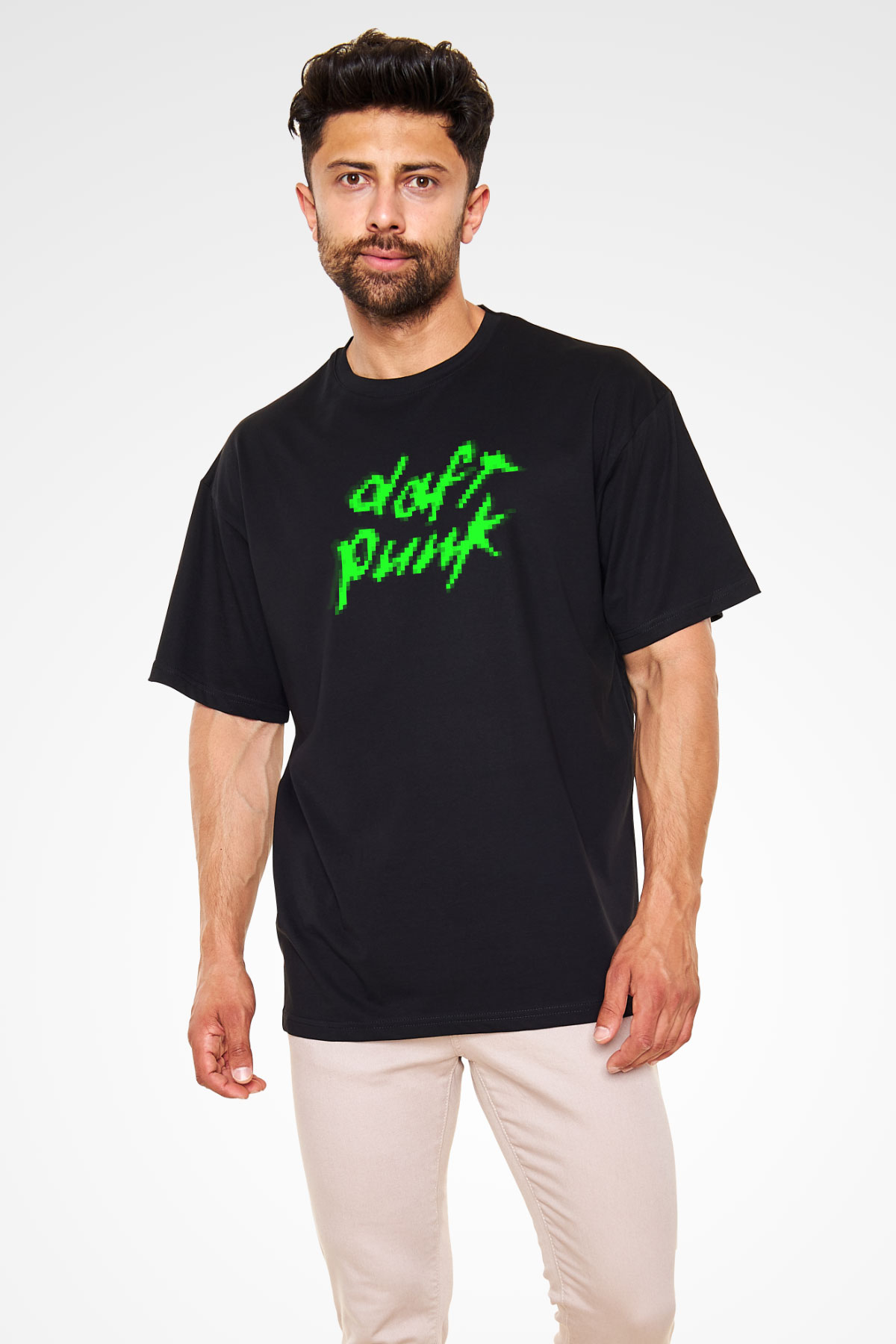 Daft Punk Siyah Unisex Oversize Tişört T-Shirt