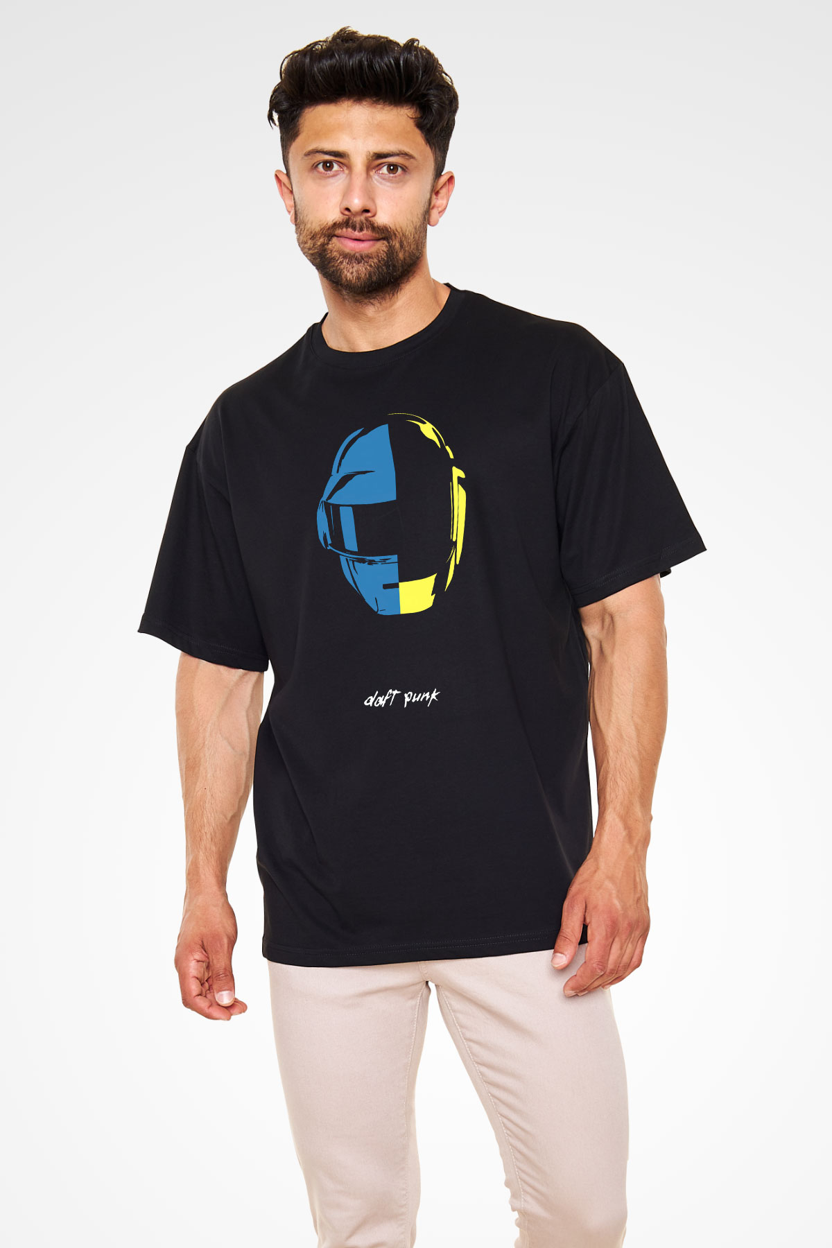 Daft Punk Siyah Unisex Oversize Tişört T-Shirt