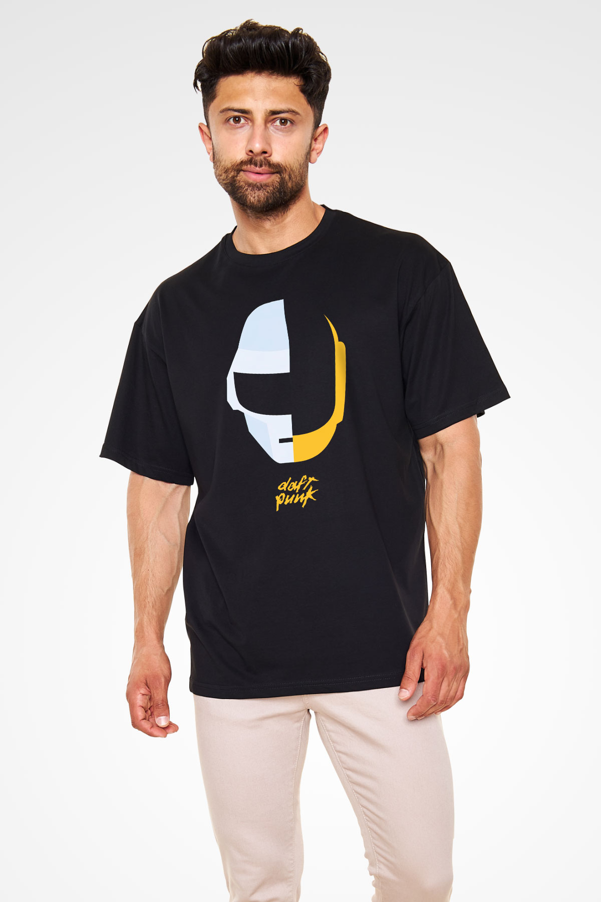 Daft Punk Siyah Unisex Oversize Tişört T-Shirt