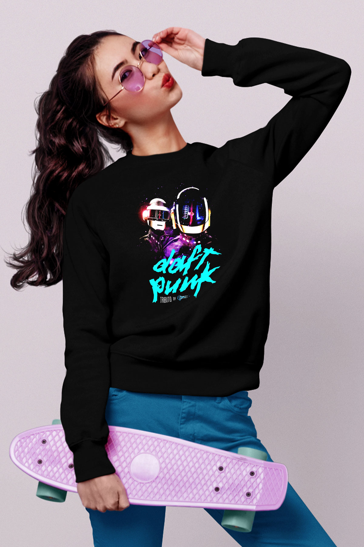 Daft Punk Siyah Unisex Sweatshirt