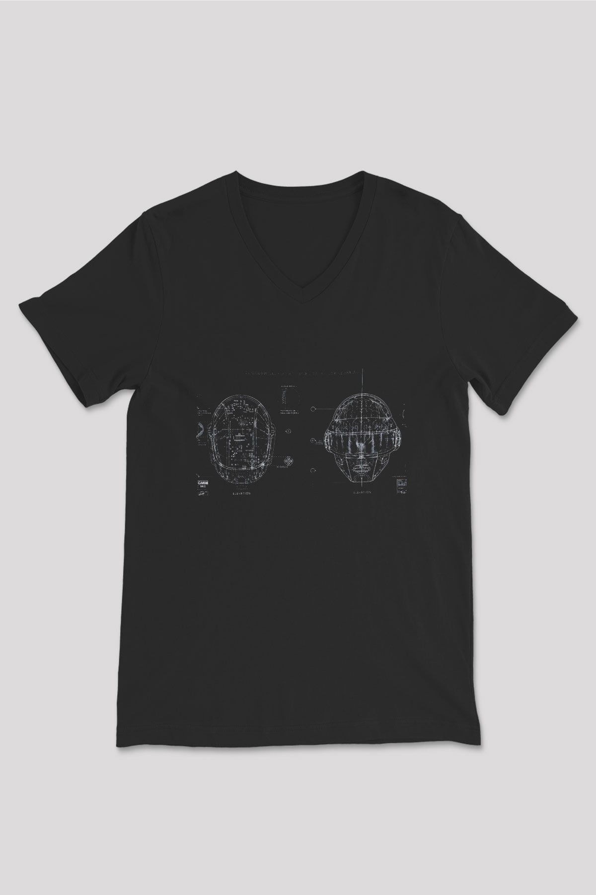 Daft Punk Siyah Unisex V Yaka Tişört