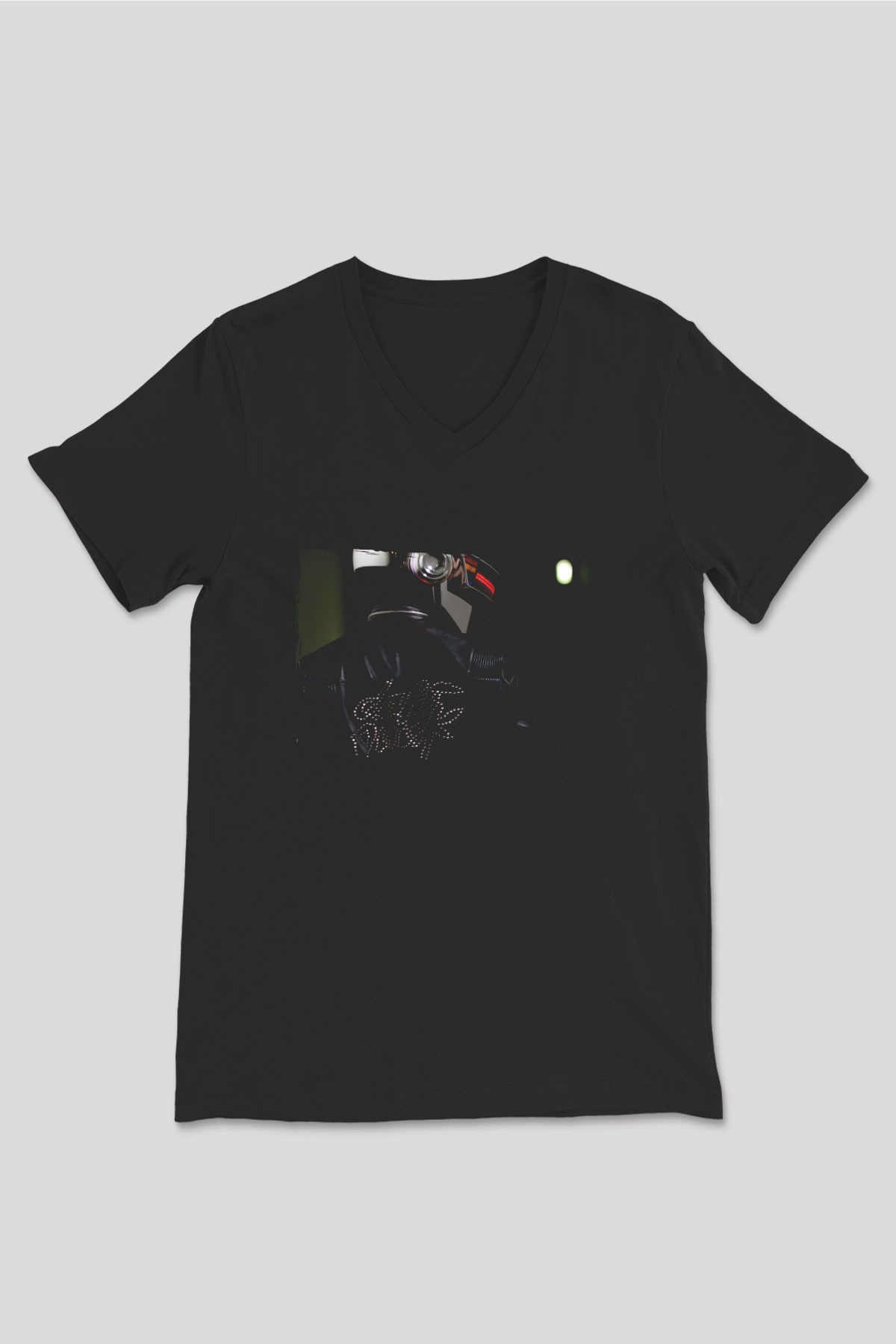 Daft Punk Siyah Unisex V Yaka Tişört