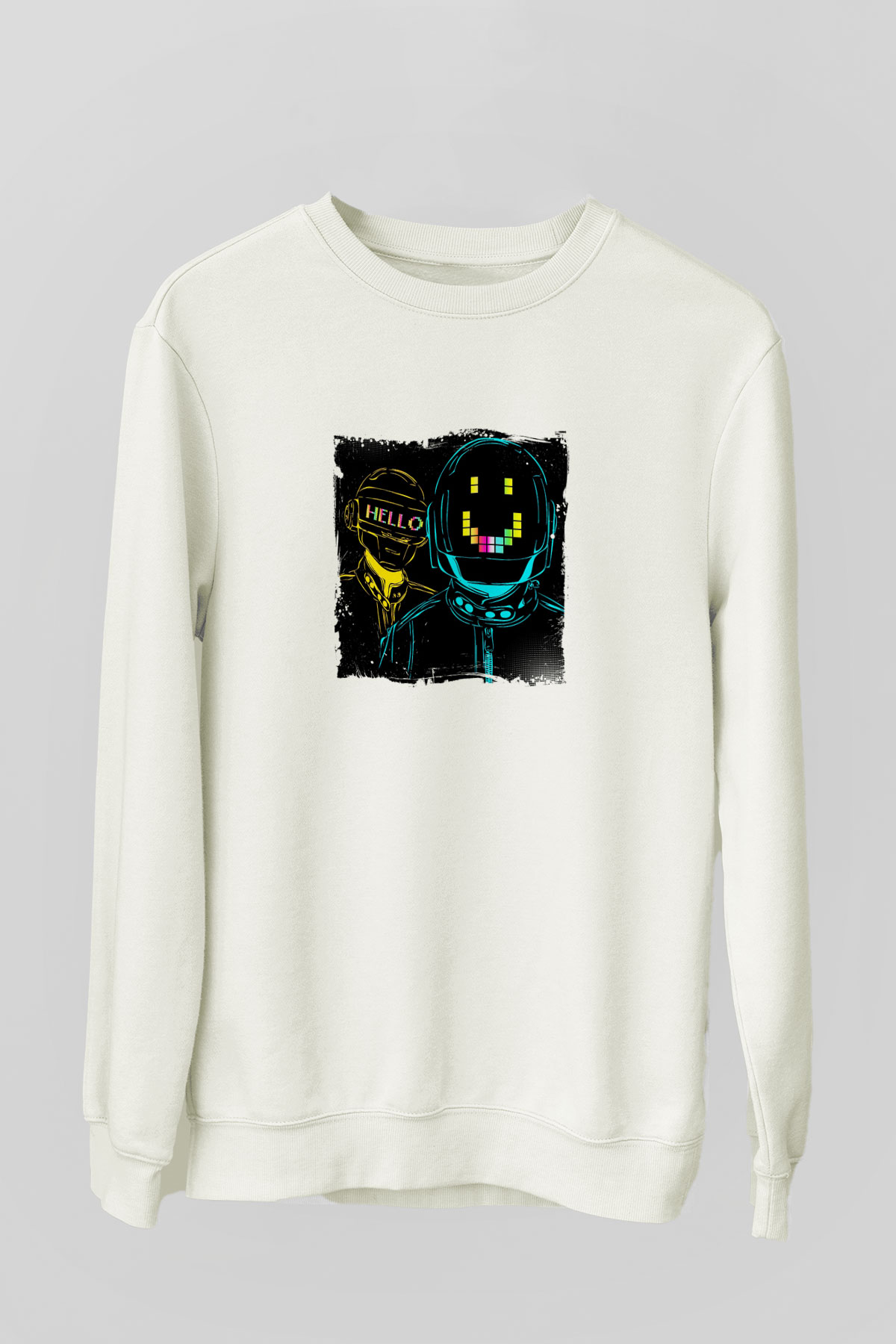 Daft PunkBaskılı Beyaz Sweatshirt