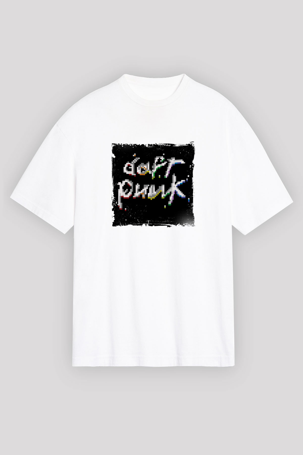 Daft PunkBaskılı Beyaz Oversize Tişört