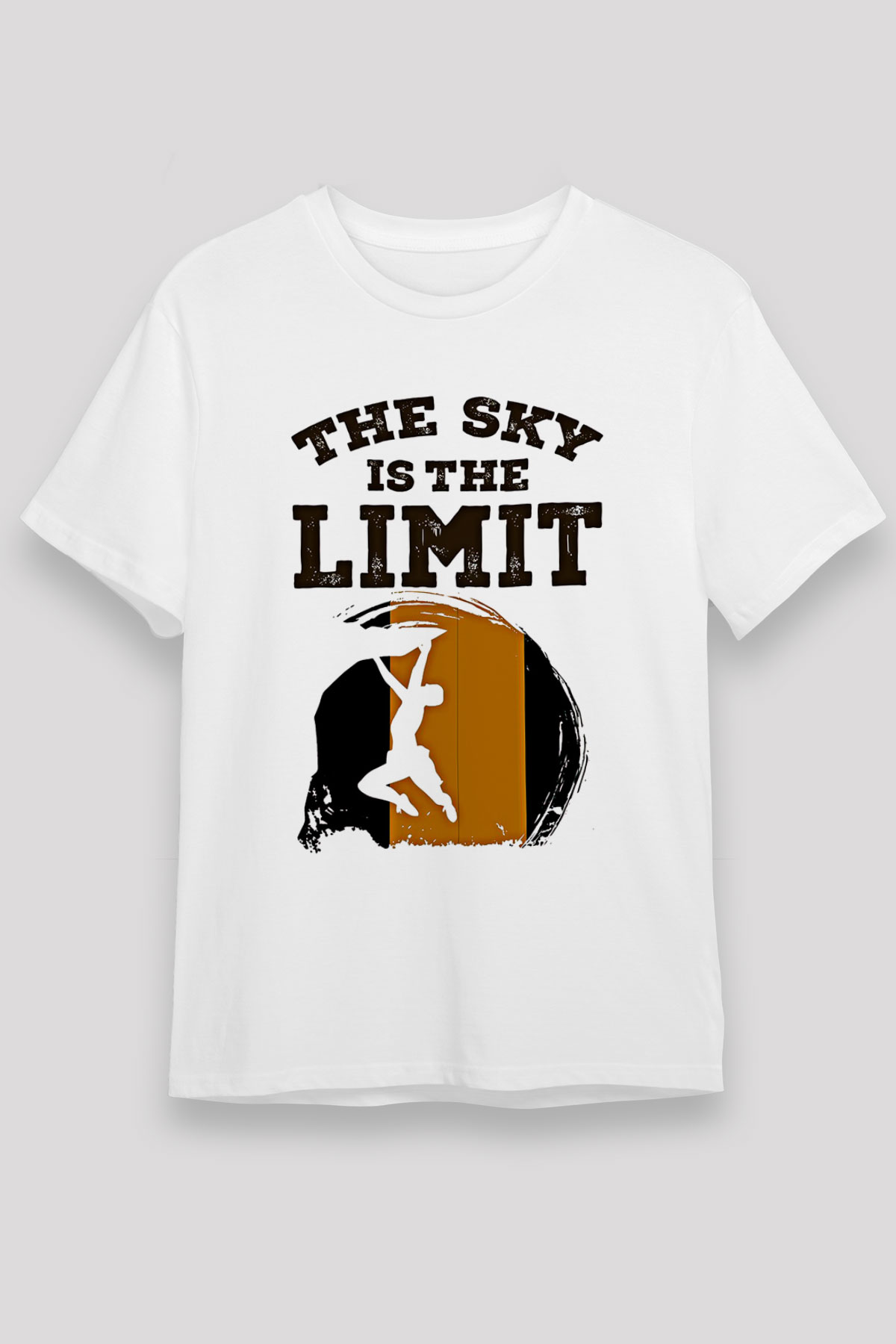 Dağcılık Baskılı Unisex Beyaz Tişört - Tshirt