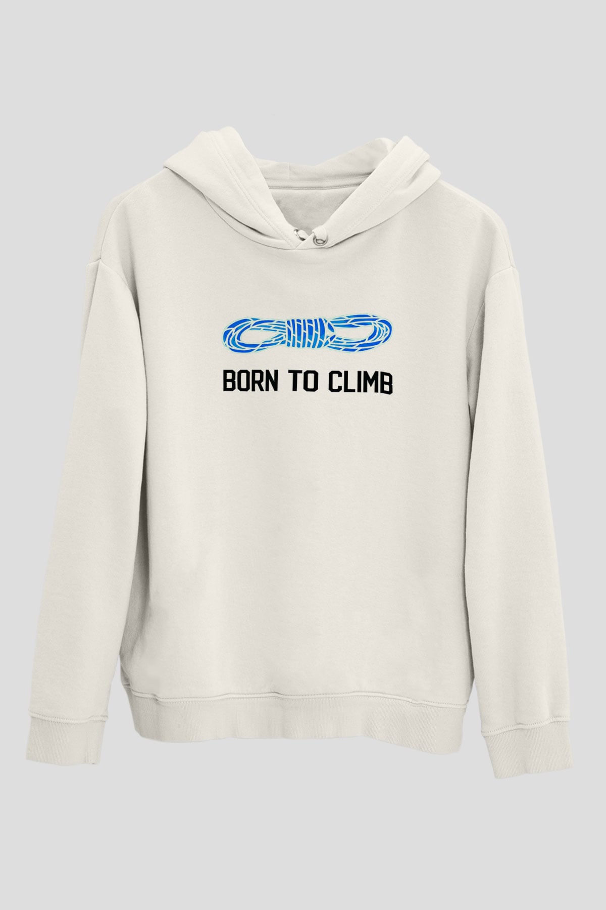 Dağcılık Baskılı Unisex Ekru Hoodie