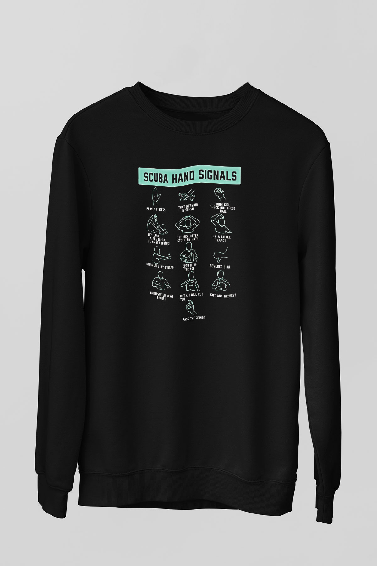 Dağcılık - Mountaineering Baskılı Unisex Siyah Sweatshirt