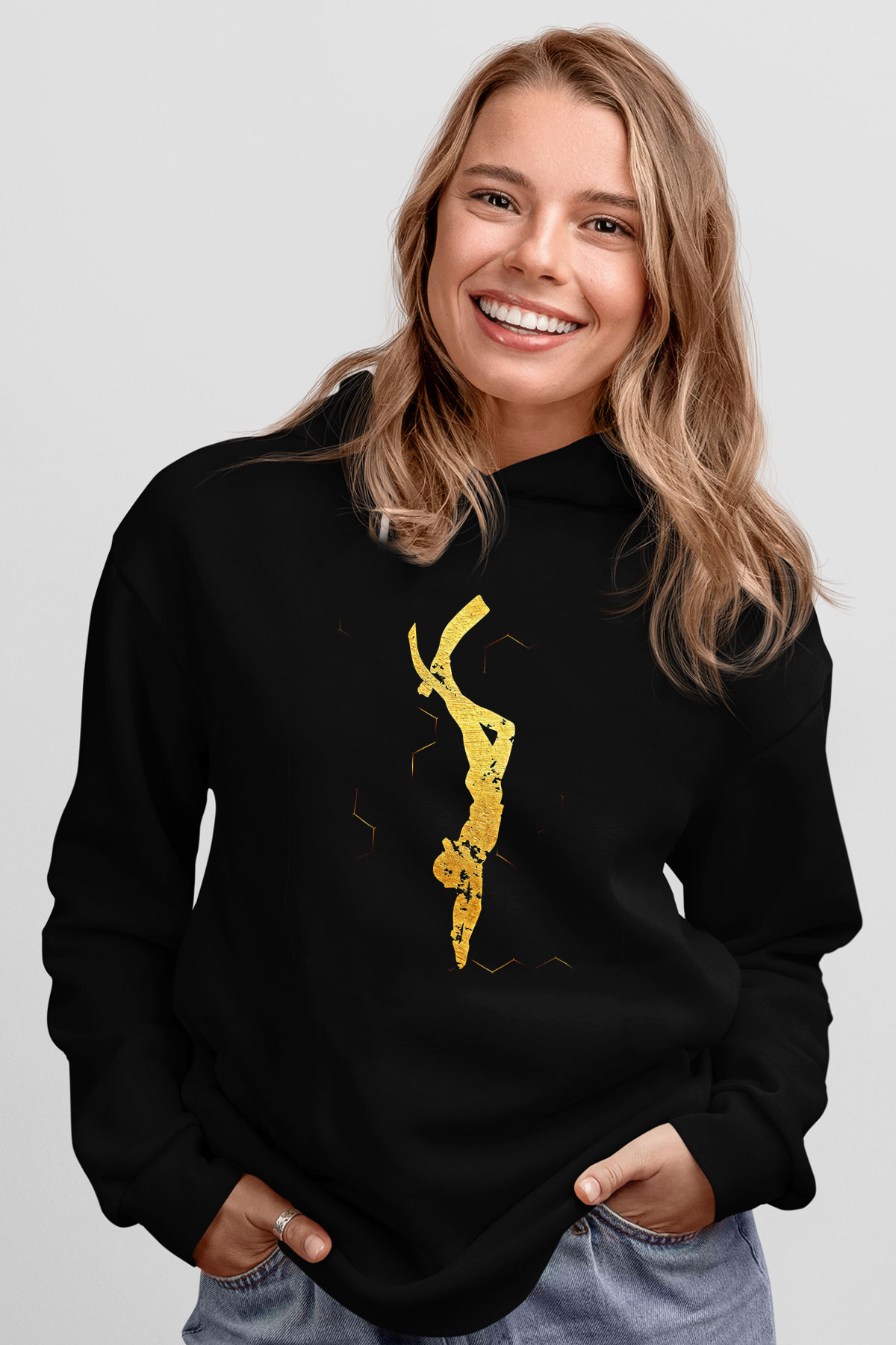 Dağcılık - Mountaineering Baskılı Unisex Siyah Hoodie