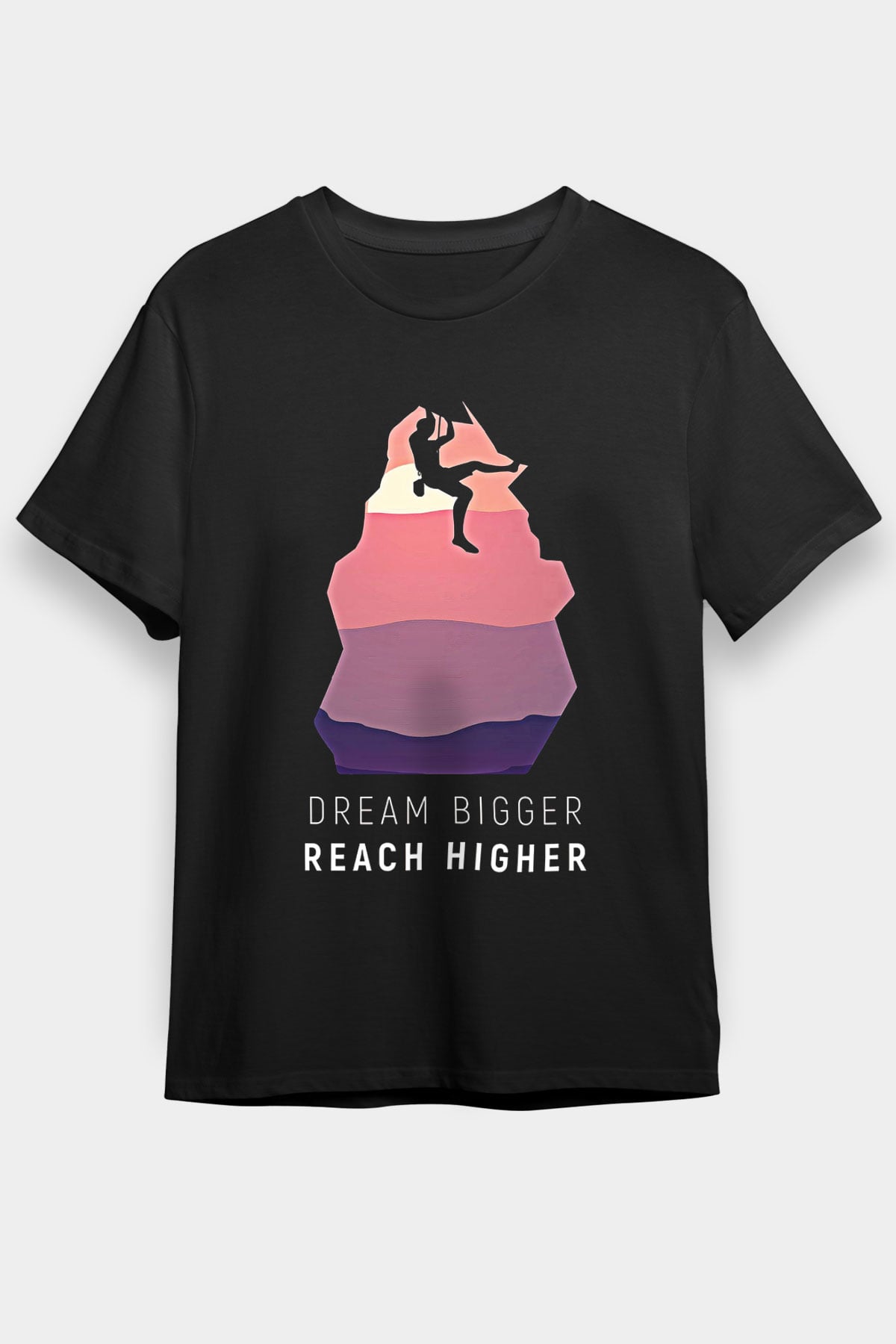 Dağcılık - Mountaineering Baskılı Unisex Siyah Tişört - Tshirt