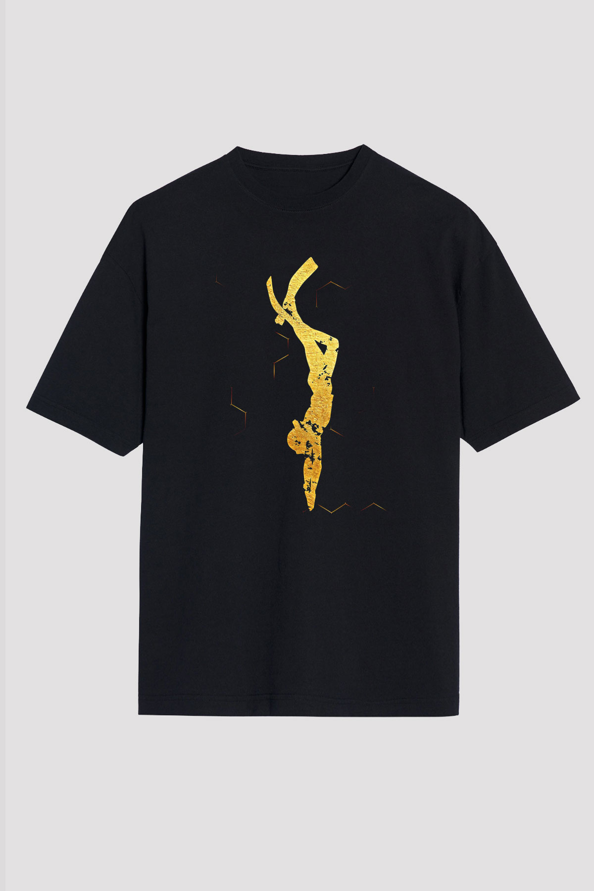 Dağcılık - Mountaineering Baskılı Unisex Siyah Oversize Tişört