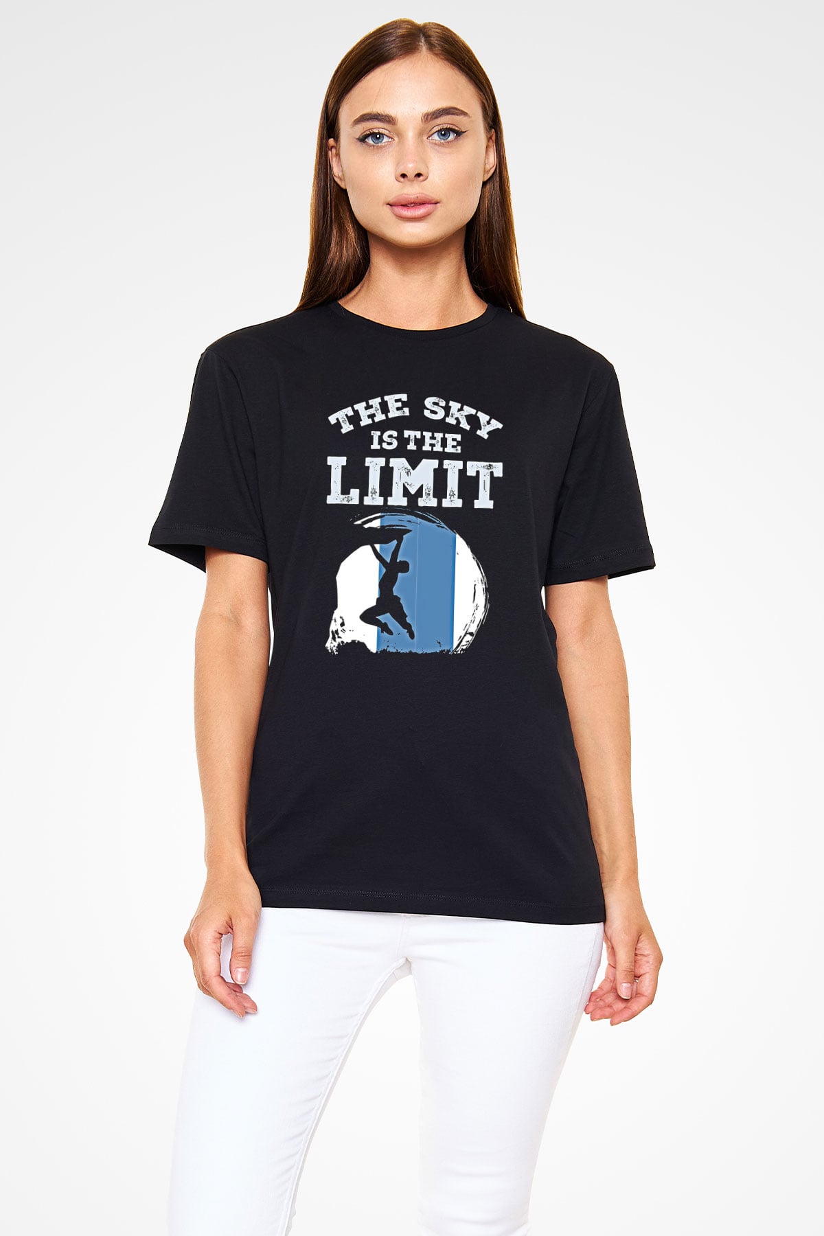 Dağcılık - Mountaineering Baskılı Unisex Siyah Tişört - Tshirt