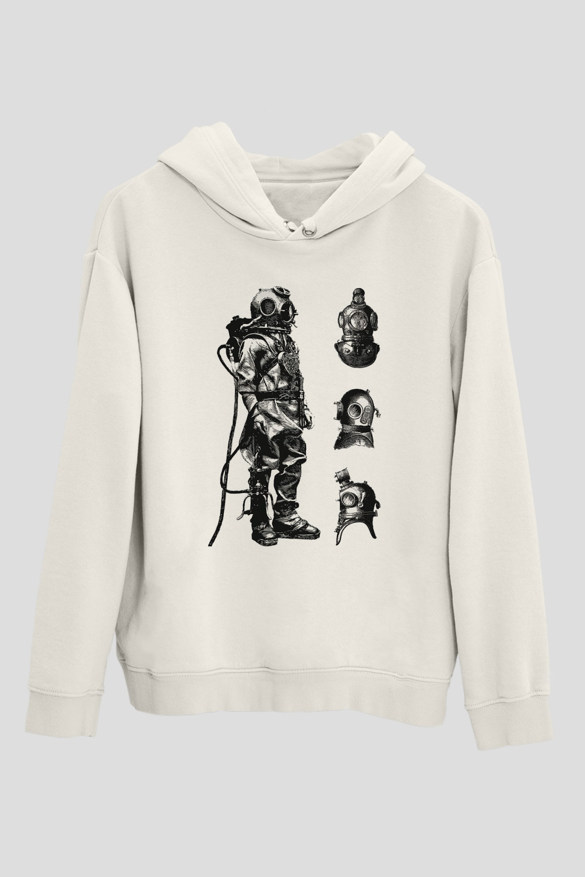 Dalgıç Beyaz Unisex Hoodie