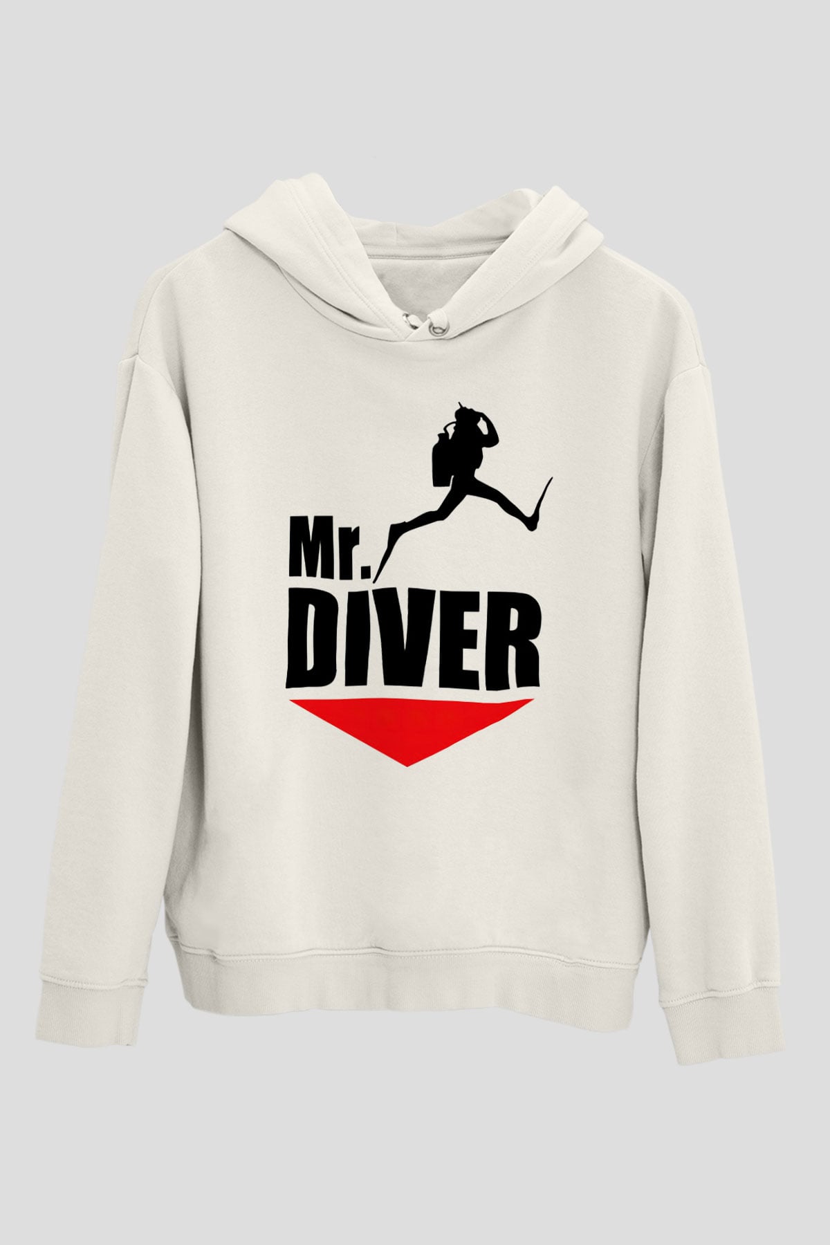 Dalgıç Beyaz Unisex Hoodie