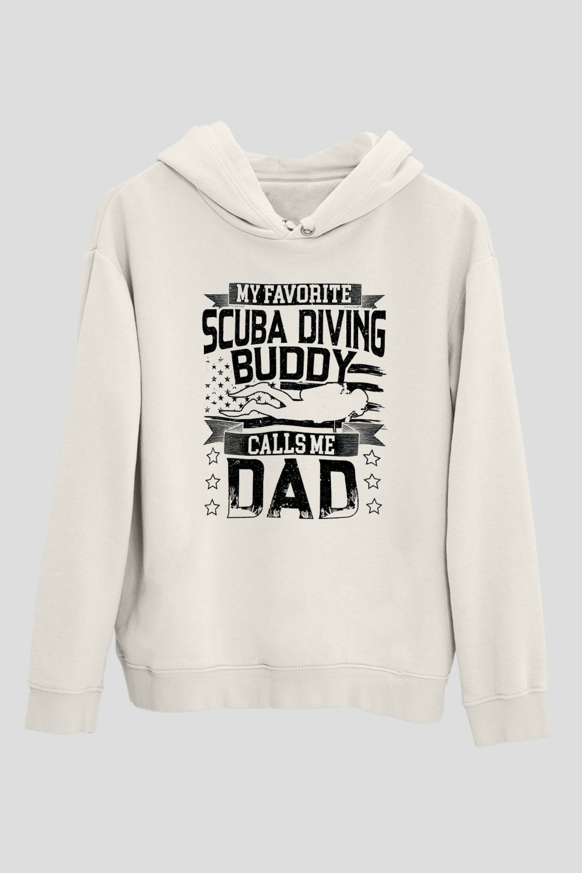 Dalgıç Beyaz Unisex Kapüşonlu Sweatshirt