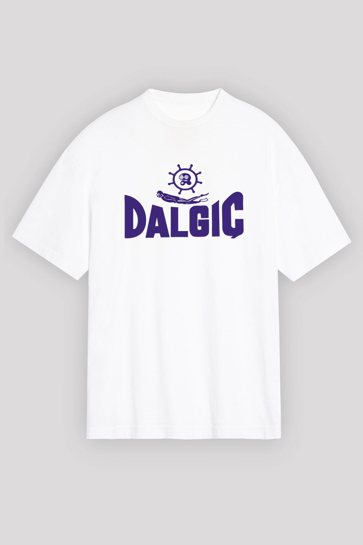 Dalgıç Beyaz Unisex Oversize Tişört T-Shirt