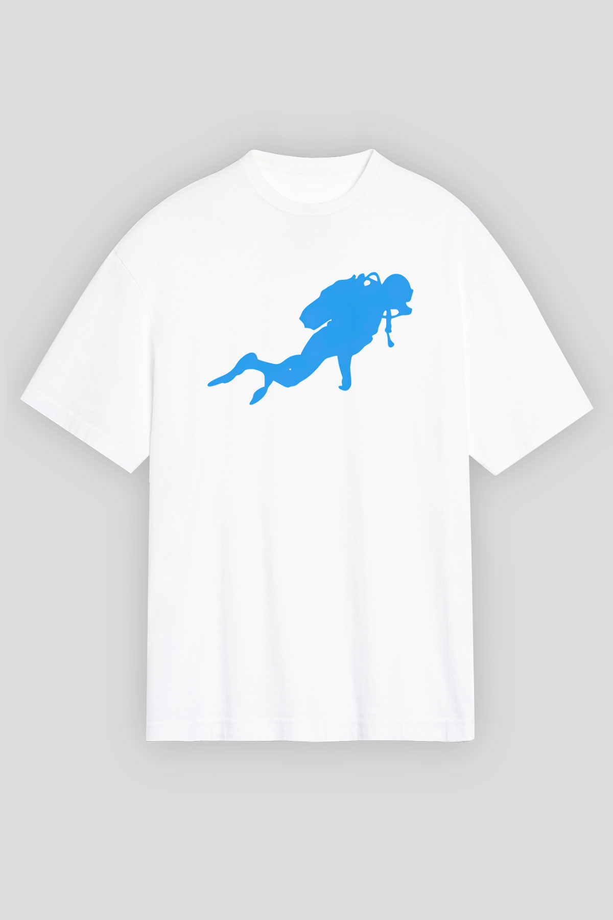 Dalgıç Beyaz Unisex Oversize Tişört T-Shirt